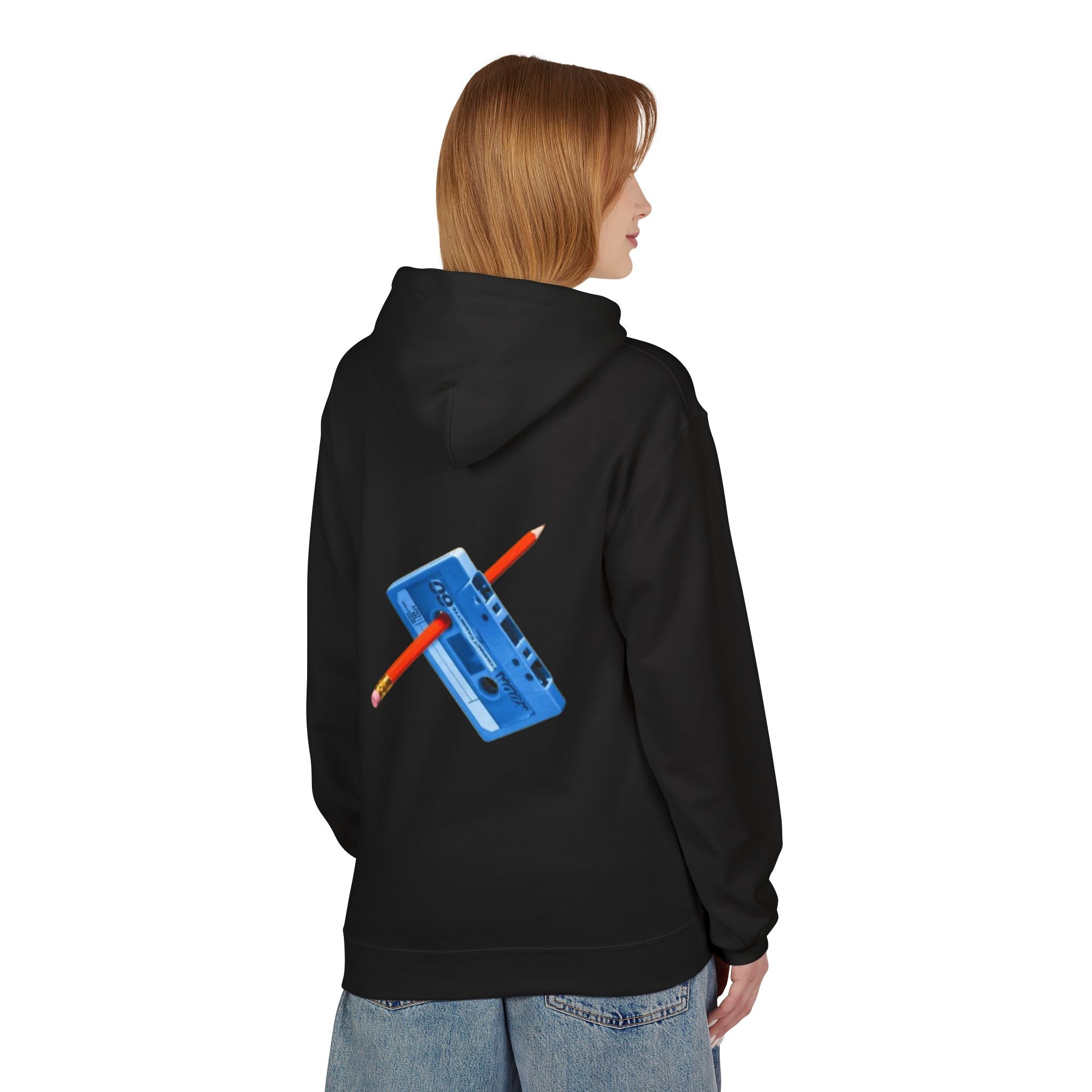 Blue Cassette Tape with Pencil Hoodie | Retro Music 80s 90s