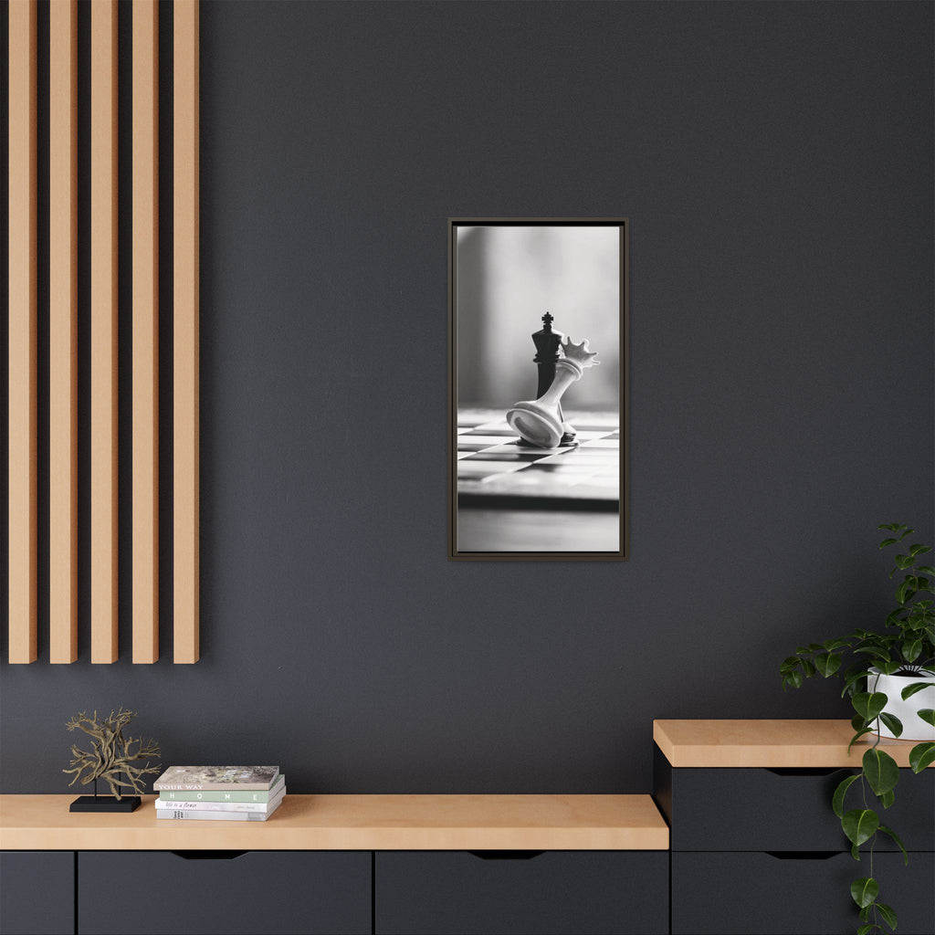 Chess King and Fallen Queen Matte Canvas Framed Wall Art