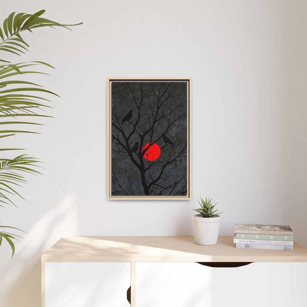 Red Moon Crows Silhouette