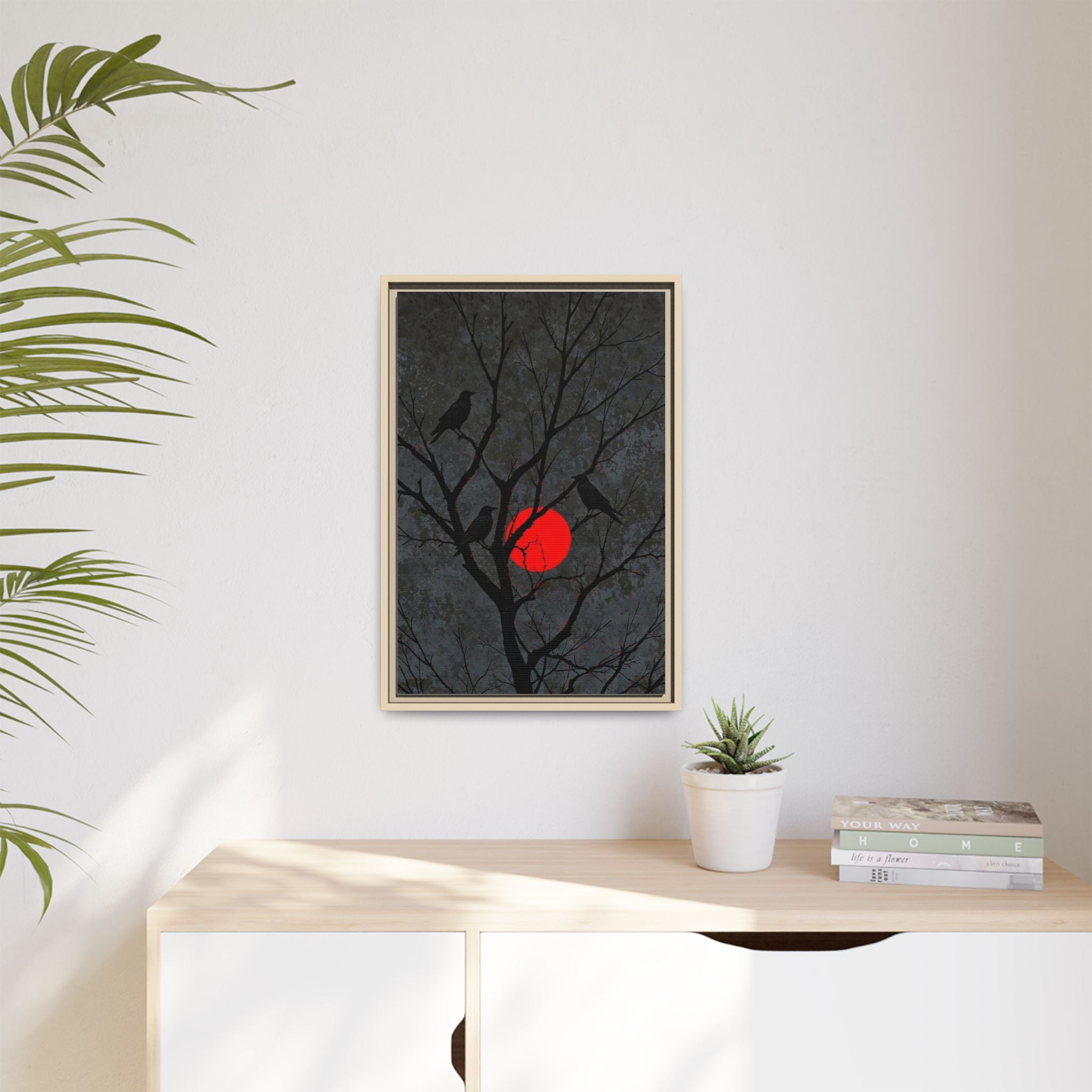 Red Moon Crows Silhouette