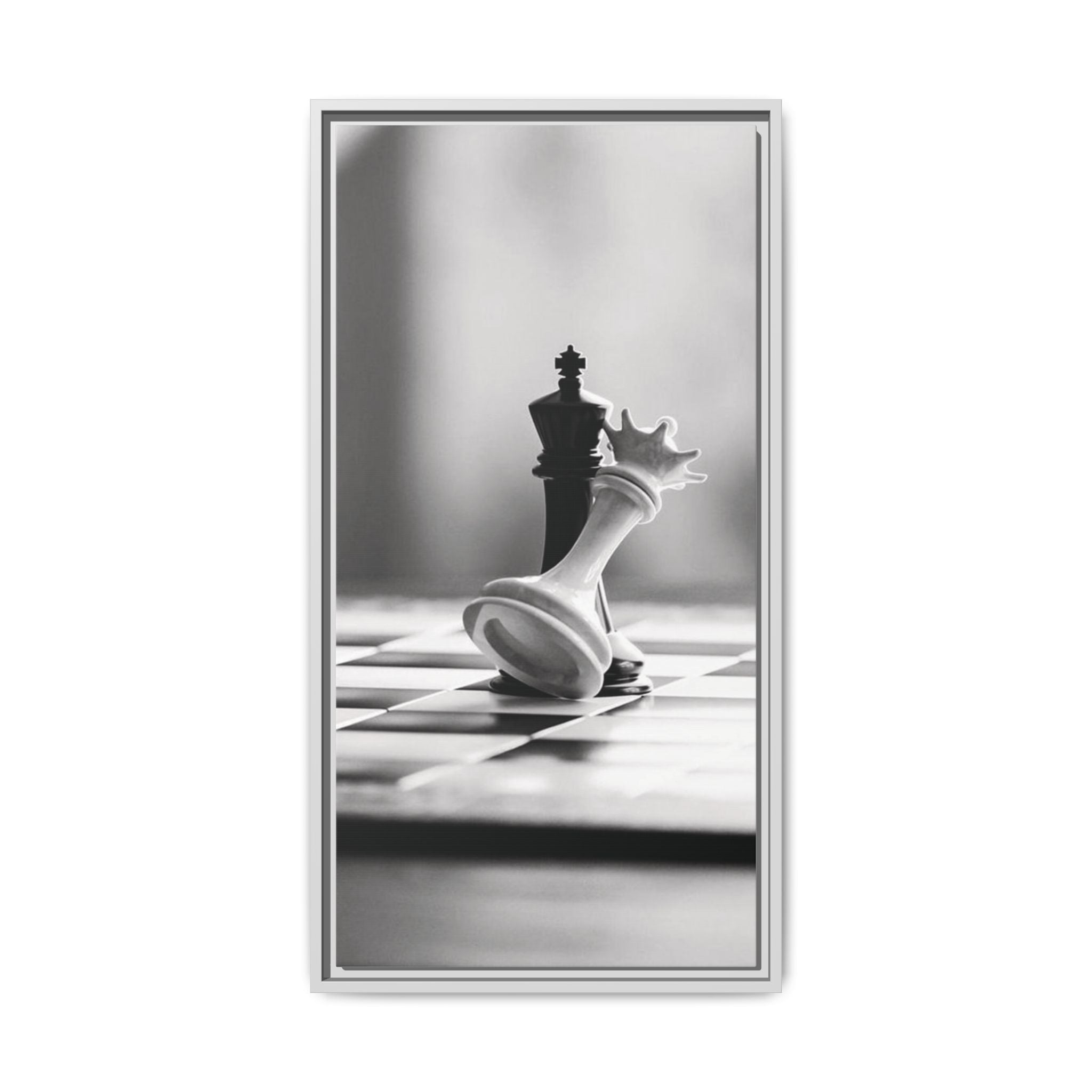 Chess King and Fallen Queen Matte Canvas Framed Wall Art