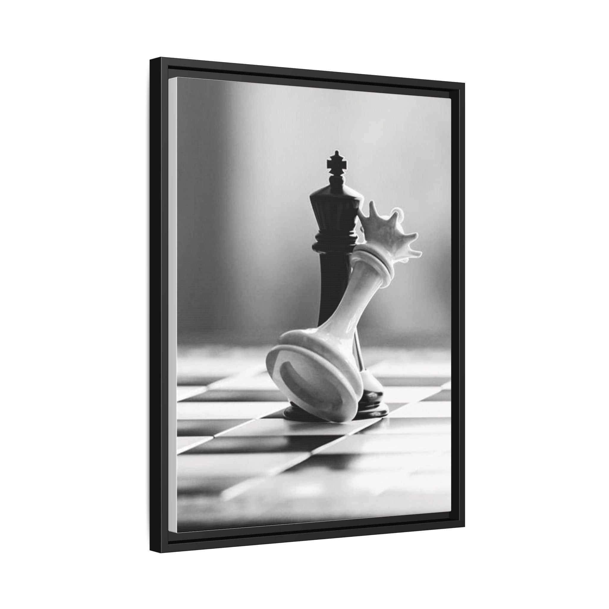 Chess King and Fallen Queen Matte Canvas Framed Wall Art