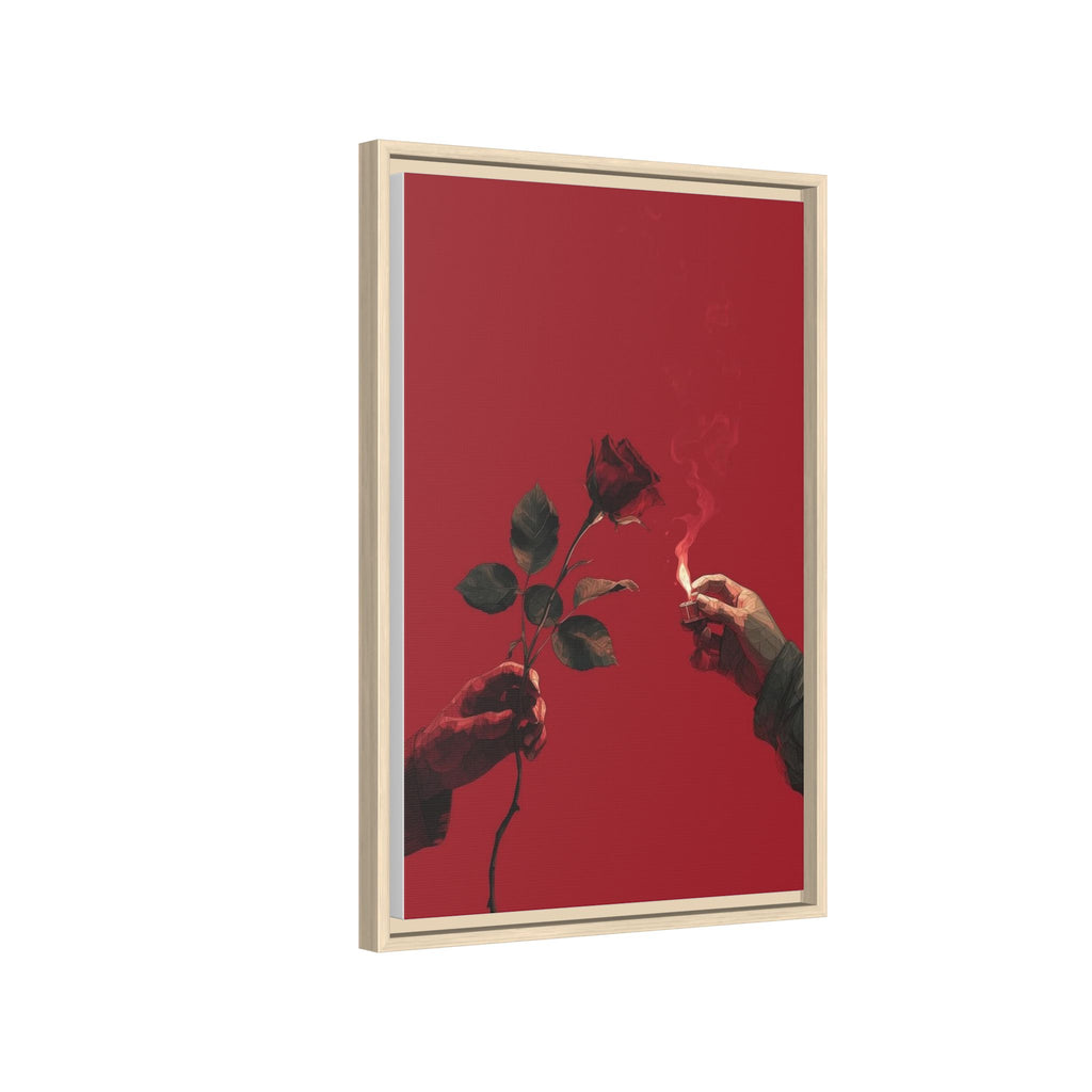 Red Rose & Lighter Minimalist Wall Print