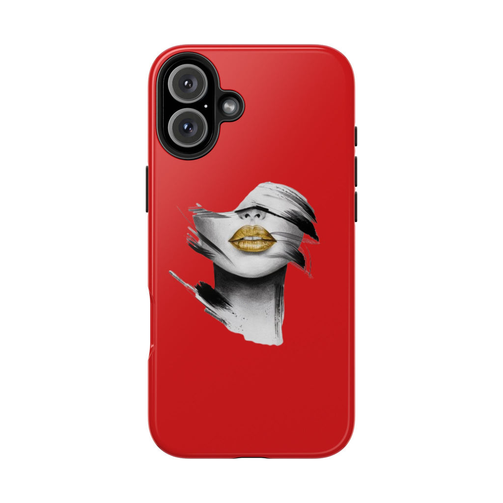 Red Abstract Lips Tough Phone Case — Bold Art Phone Cover for iPhone & Android