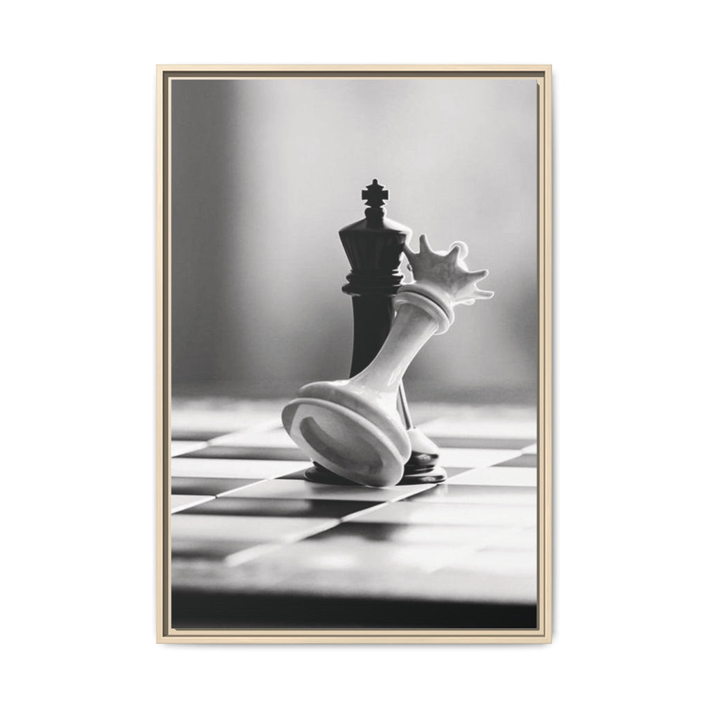 Chess King and Fallen Queen Matte Canvas Framed Wall Art