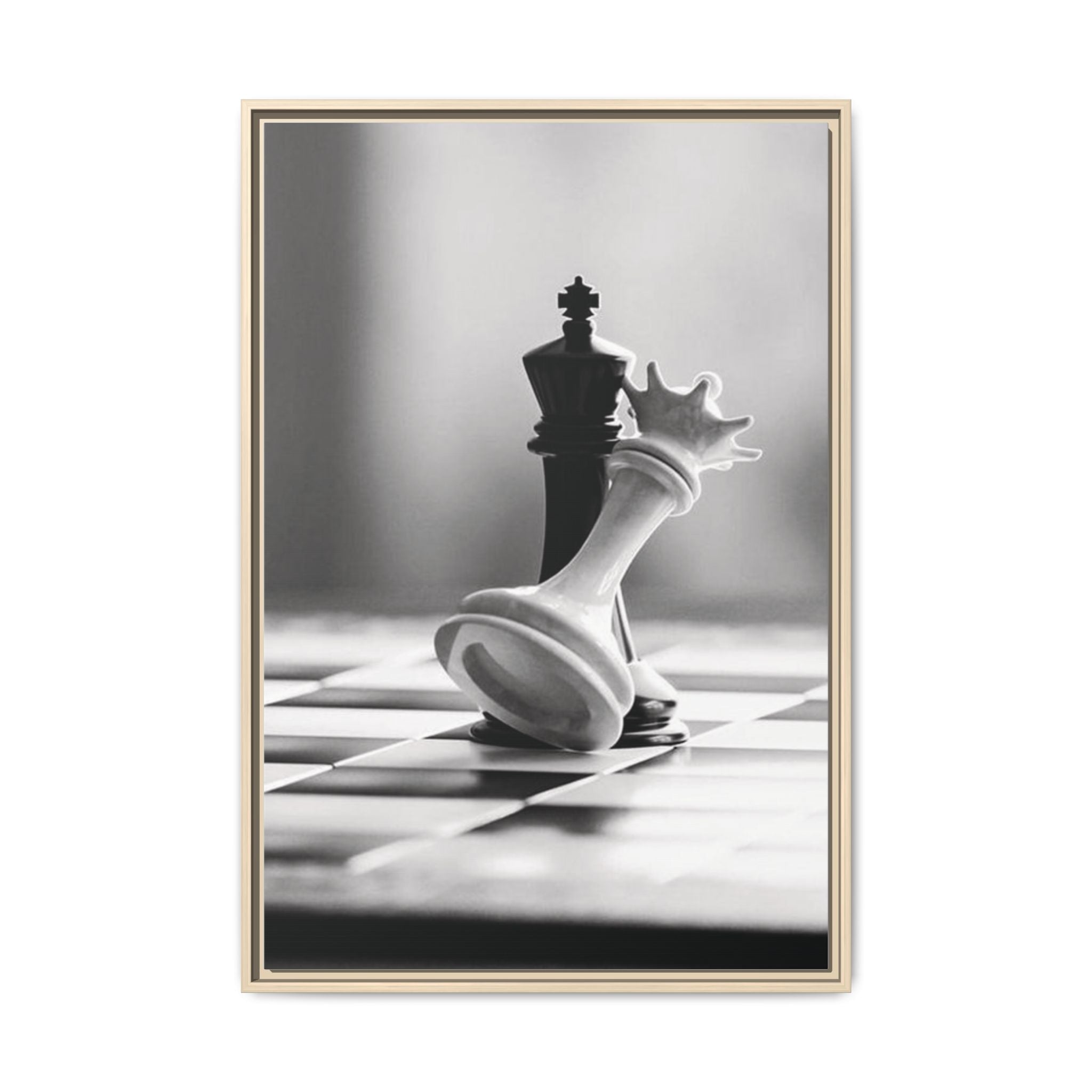 Chess King and Fallen Queen Matte Canvas Framed Wall Art