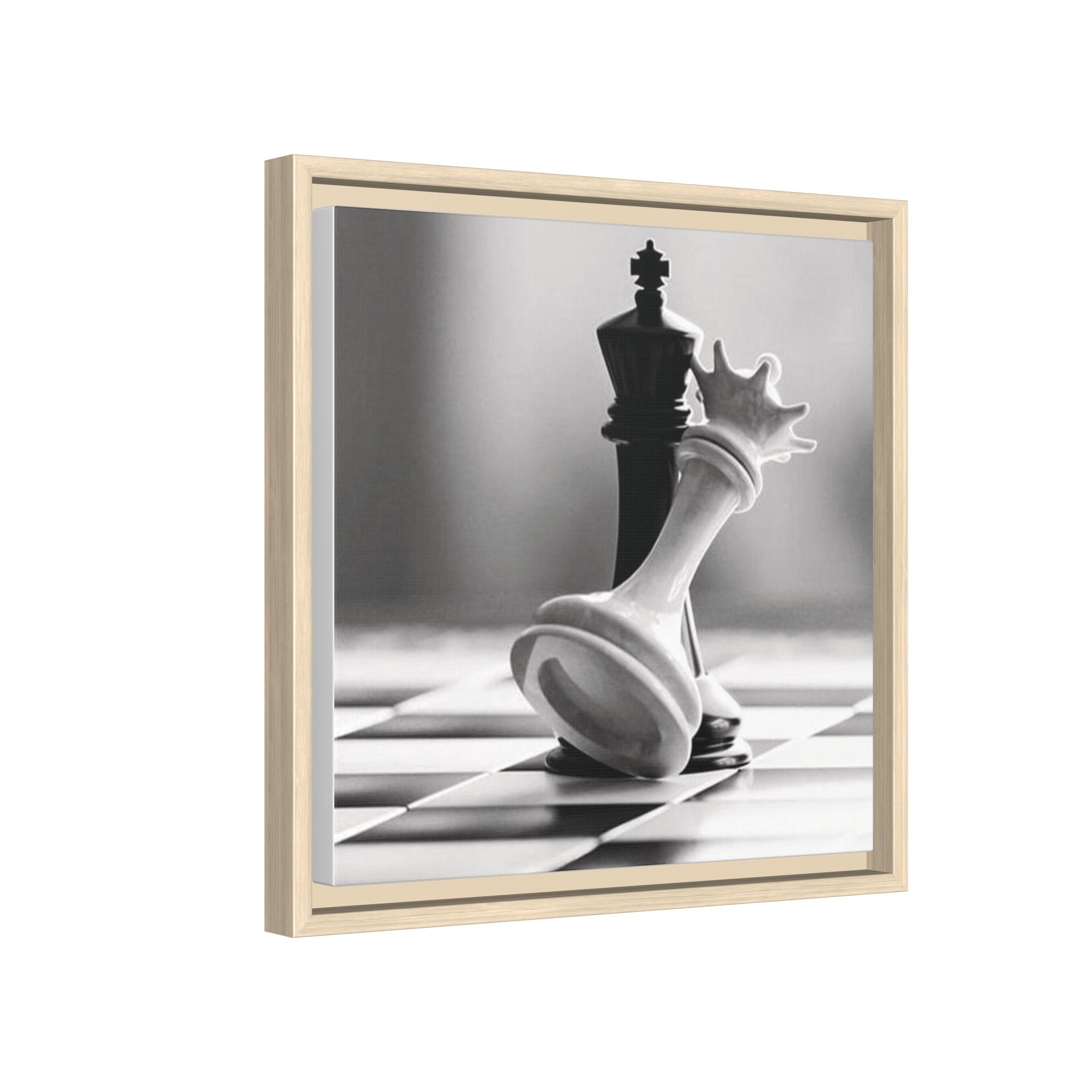 Chess King and Fallen Queen Matte Canvas Framed Wall Art