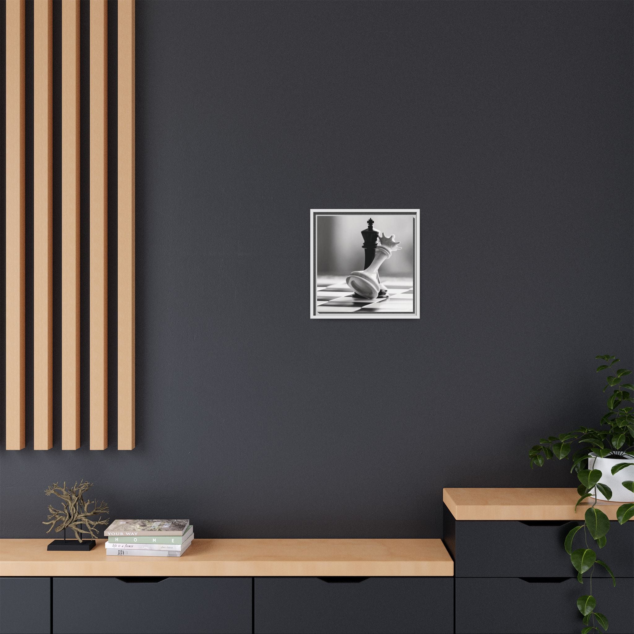 Chess King and Fallen Queen Matte Canvas Framed Wall Art