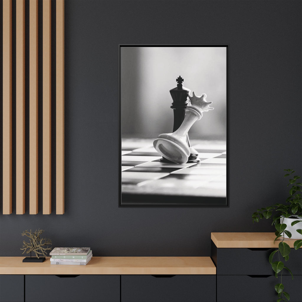 Chess King and Fallen Queen Matte Canvas Framed Wall Art