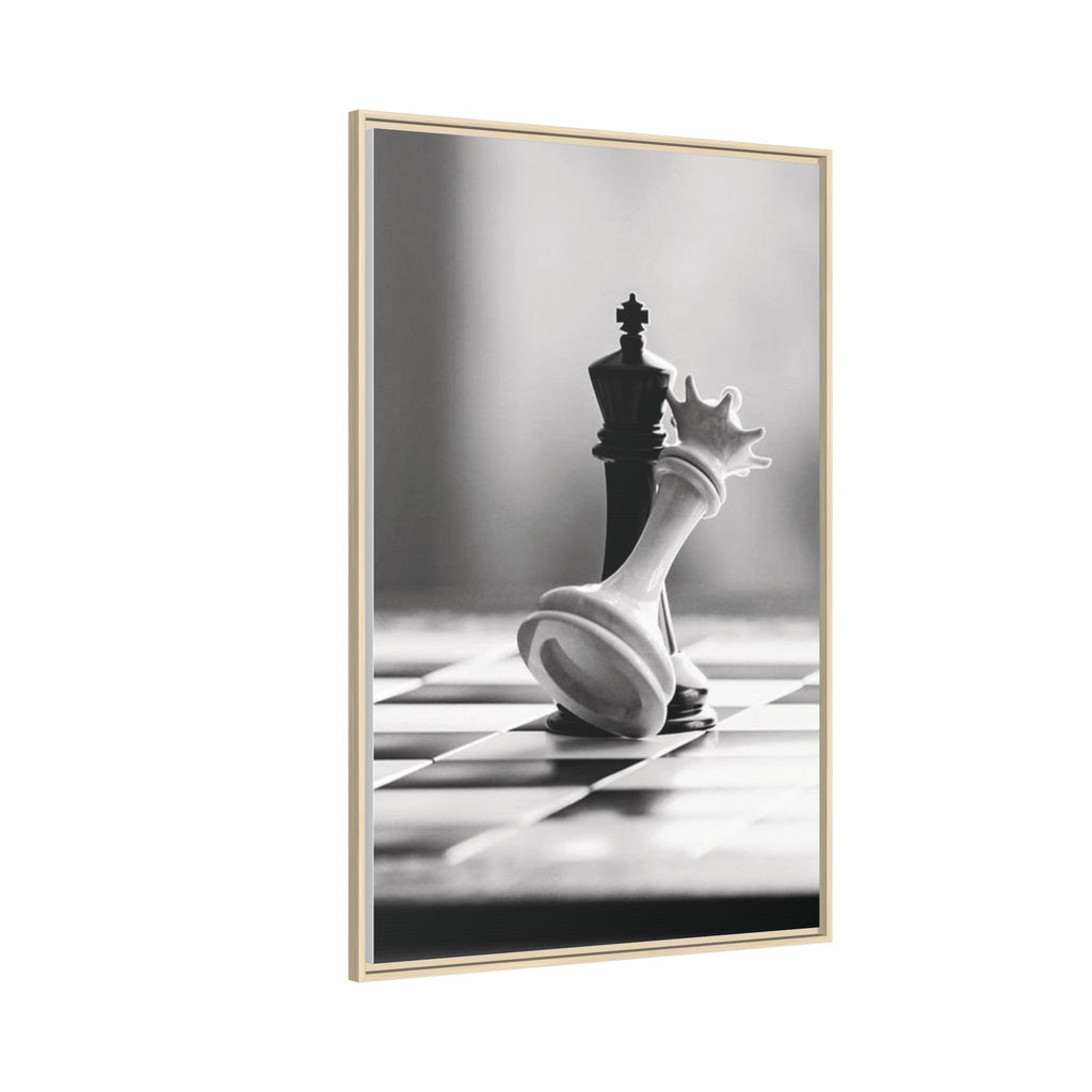 Chess King and Fallen Queen Matte Canvas Framed Wall Art
