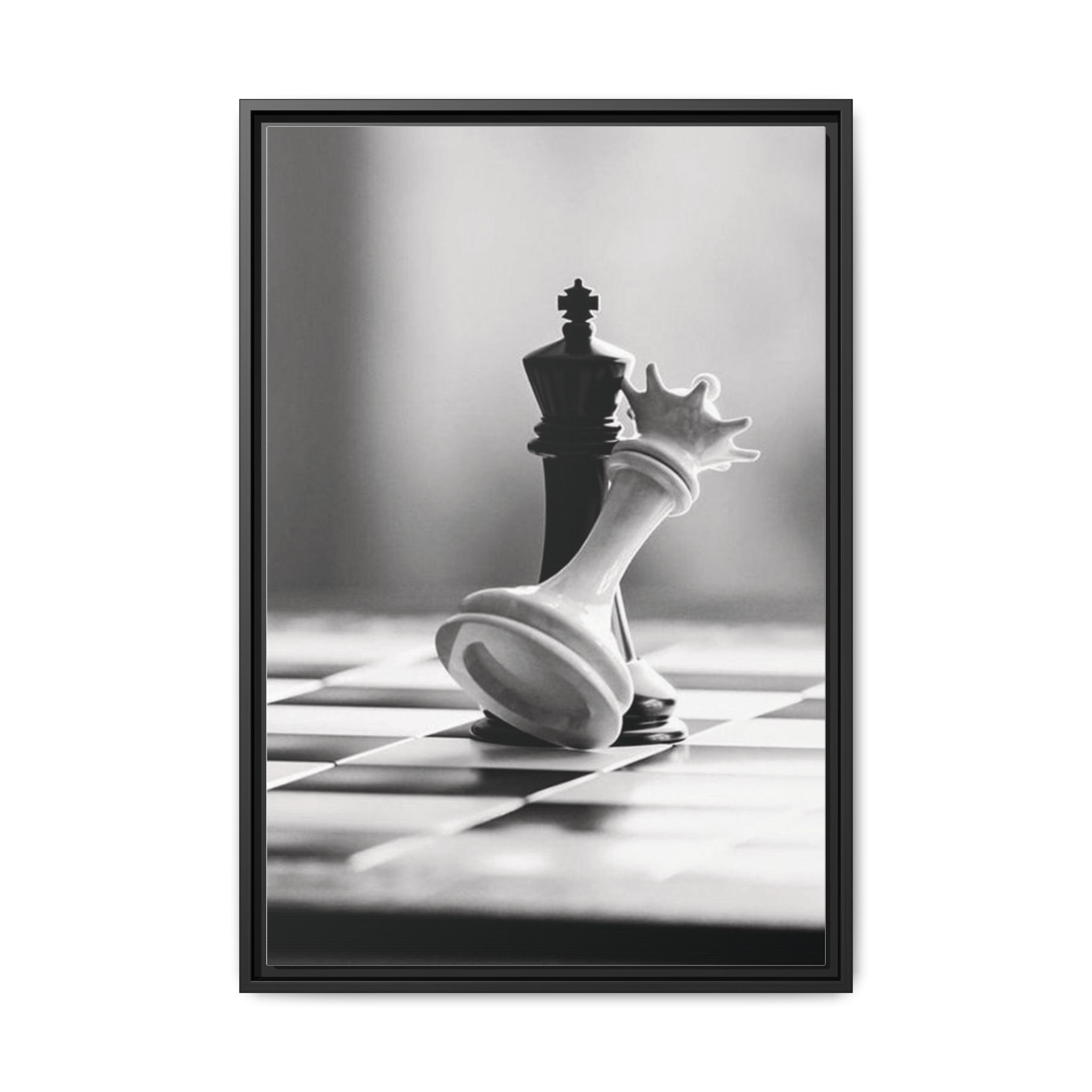 Chess King and Fallen Queen Matte Canvas Framed Wall Art
