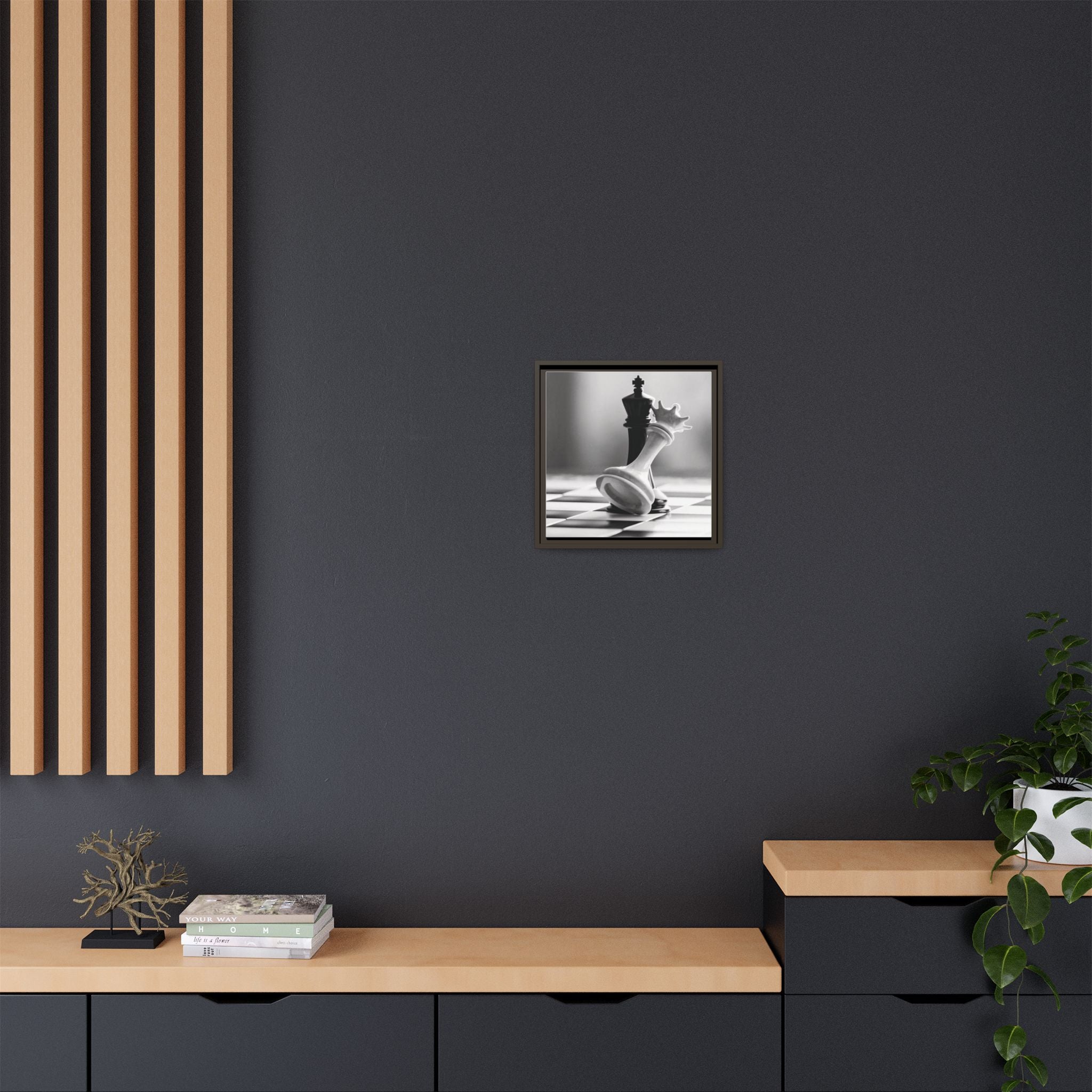 Chess King and Fallen Queen Matte Canvas Framed Wall Art
