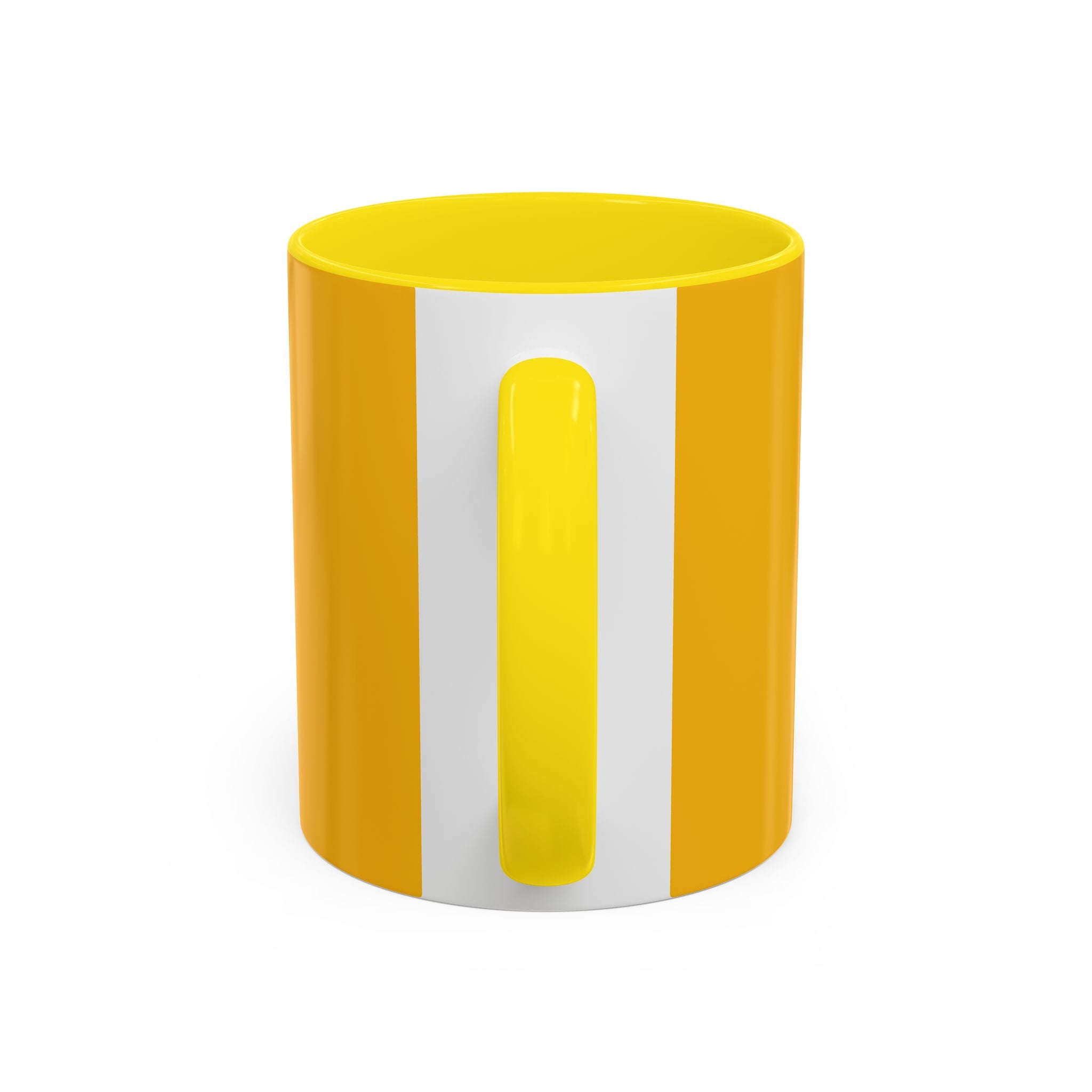 Retro Bold 'k' Accent Coffee Mug — Yellow & Red Graphic Ceramic