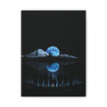 Blue Moon Mountain Canvas Print — Family Silhouette Nightscape Wall Art