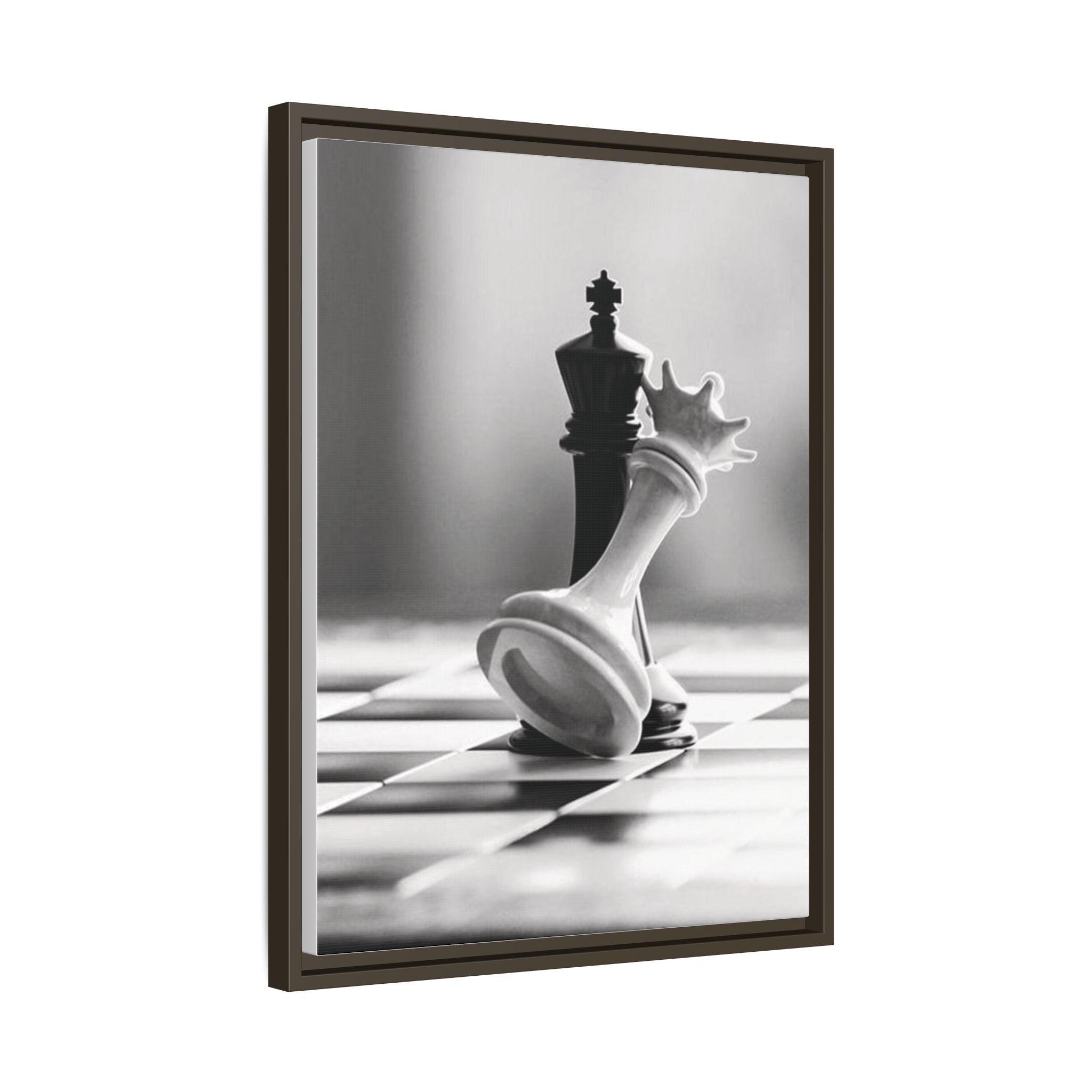 Chess King and Fallen Queen Matte Canvas Framed Wall Art