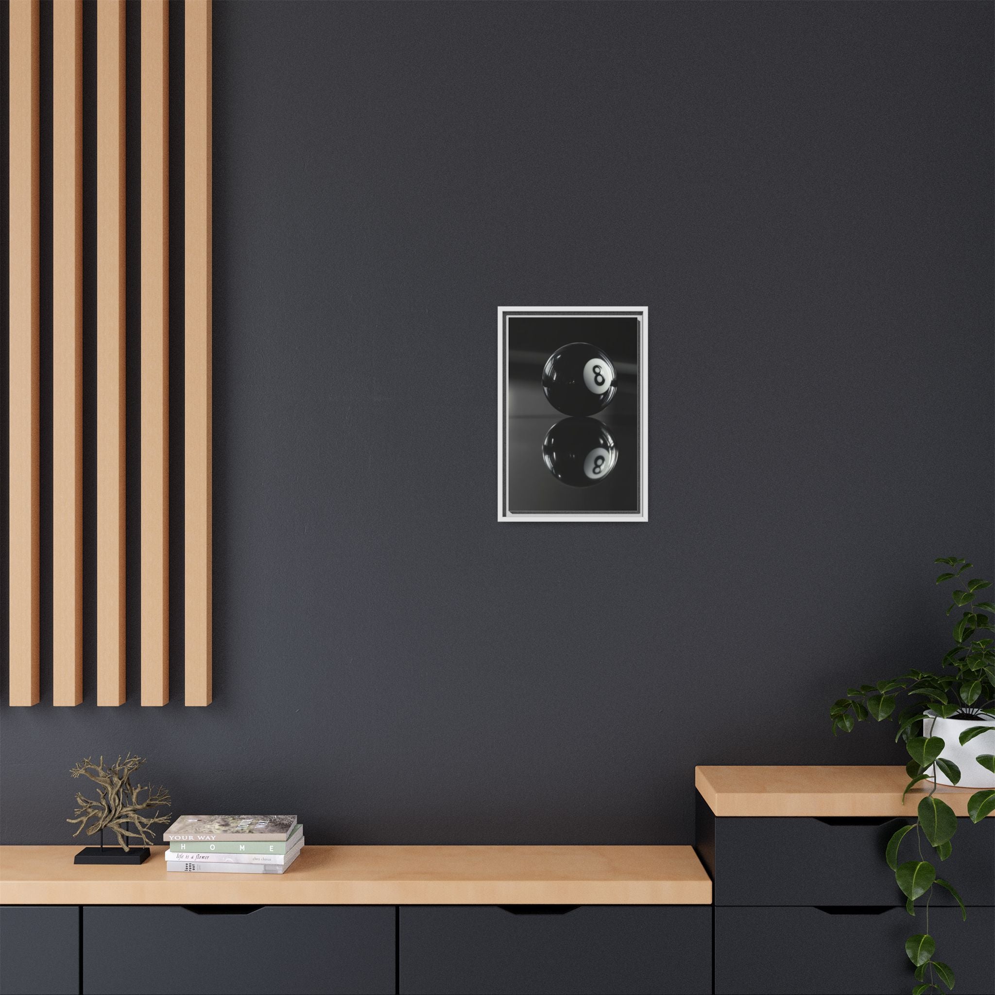 Eight Ball Reflection Matte Framed Canvas Print