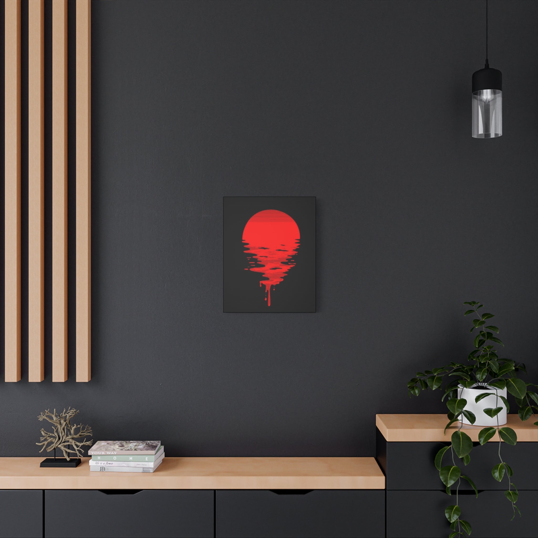 Sunset Canvas Art Print, Modern Wall Decor, Red and Black Home Decor, Abstract Art