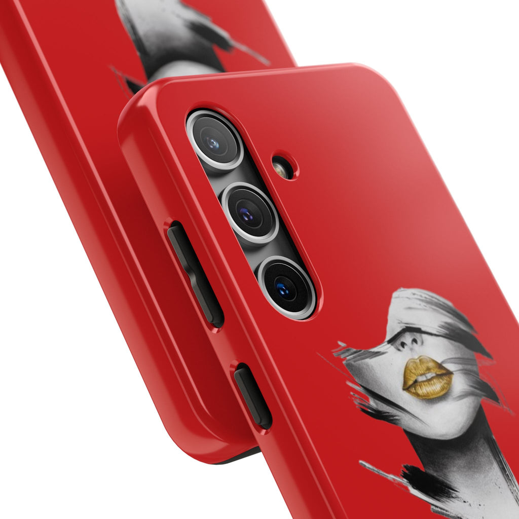 Red Abstract Lips Tough Phone Case — Bold Art Phone Cover for iPhone & Android