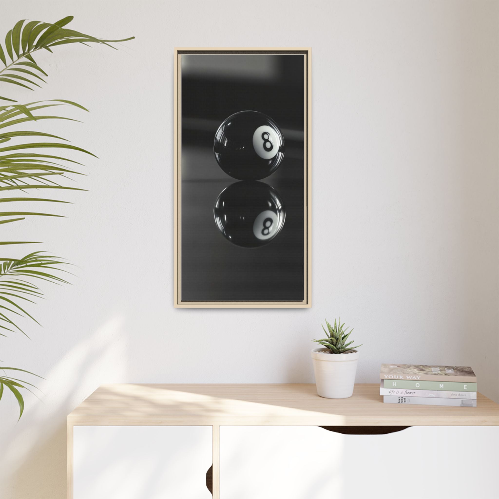 Eight Ball Reflection Matte Framed Canvas Print