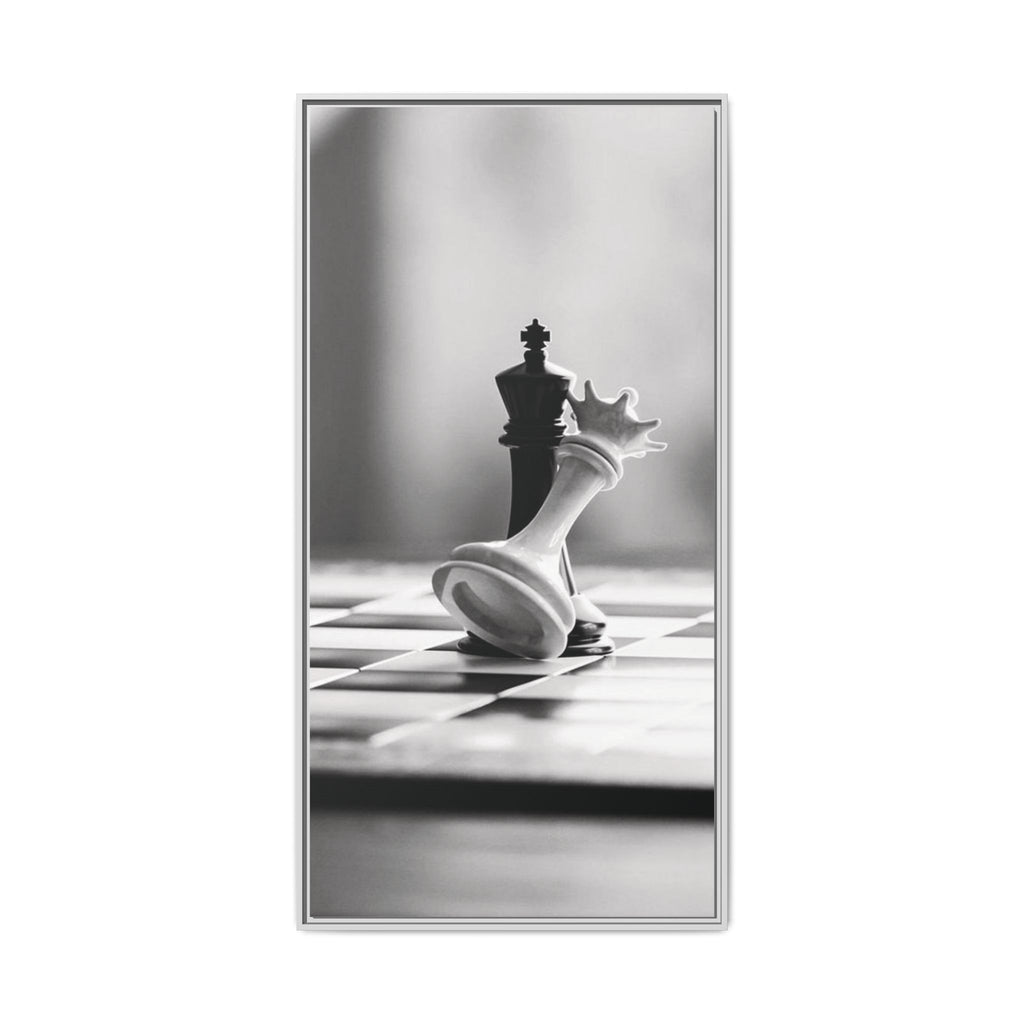 Chess King and Fallen Queen Matte Canvas Framed Wall Art