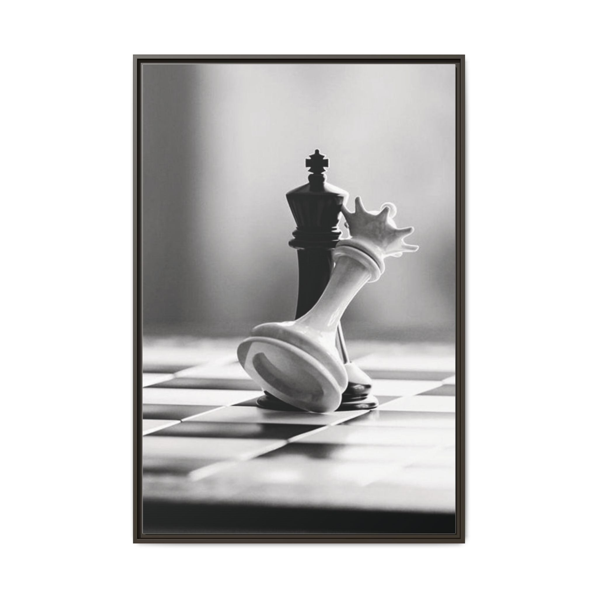 Chess King and Fallen Queen Matte Canvas Framed Wall Art