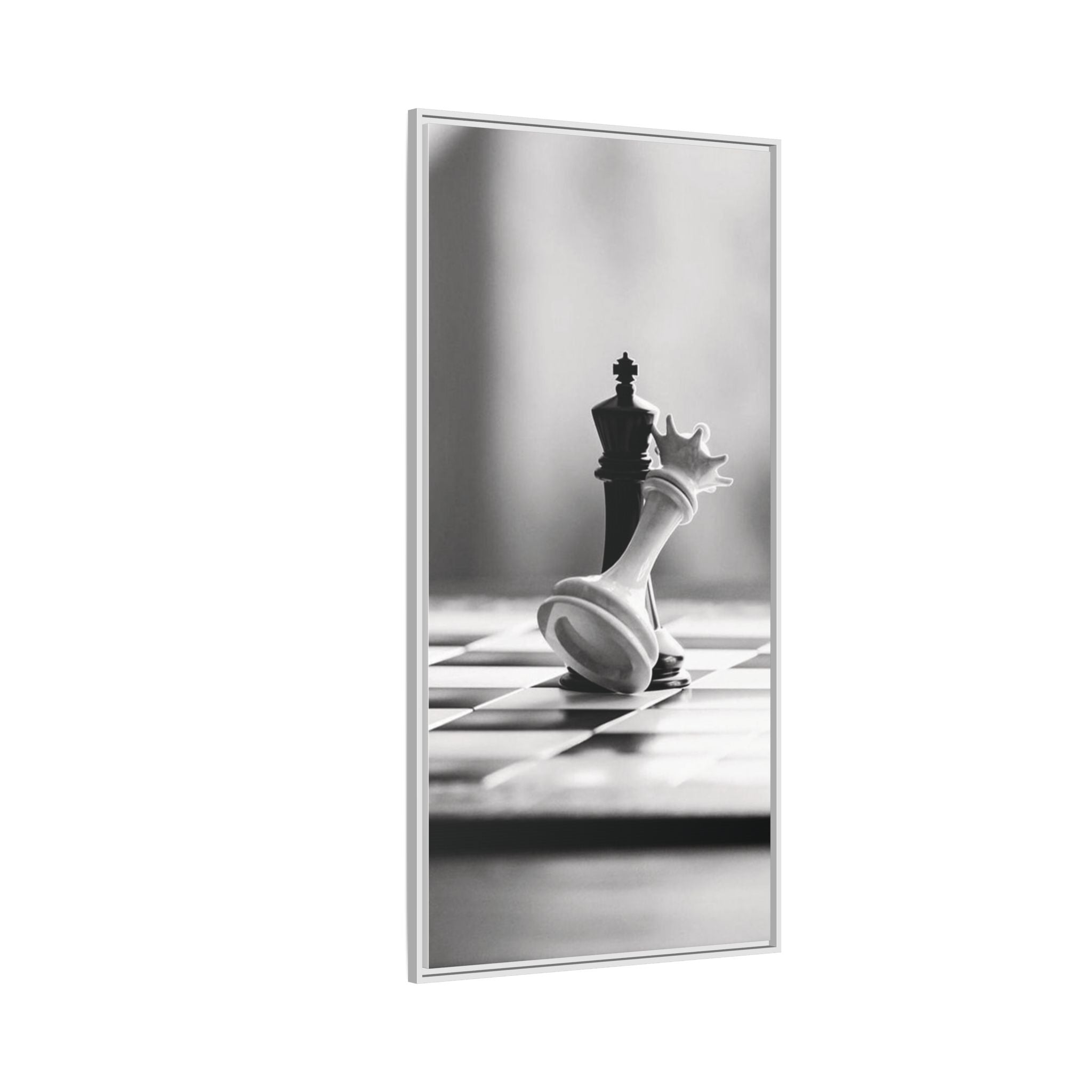 Chess King and Fallen Queen Matte Canvas Framed Wall Art