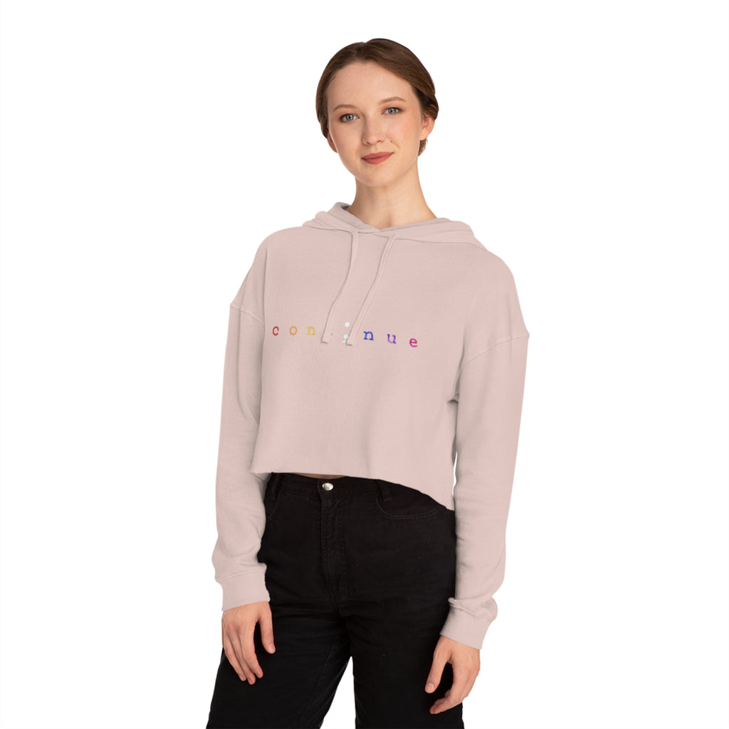 Cropped Hoodie "continue" Rainbow Minimalist