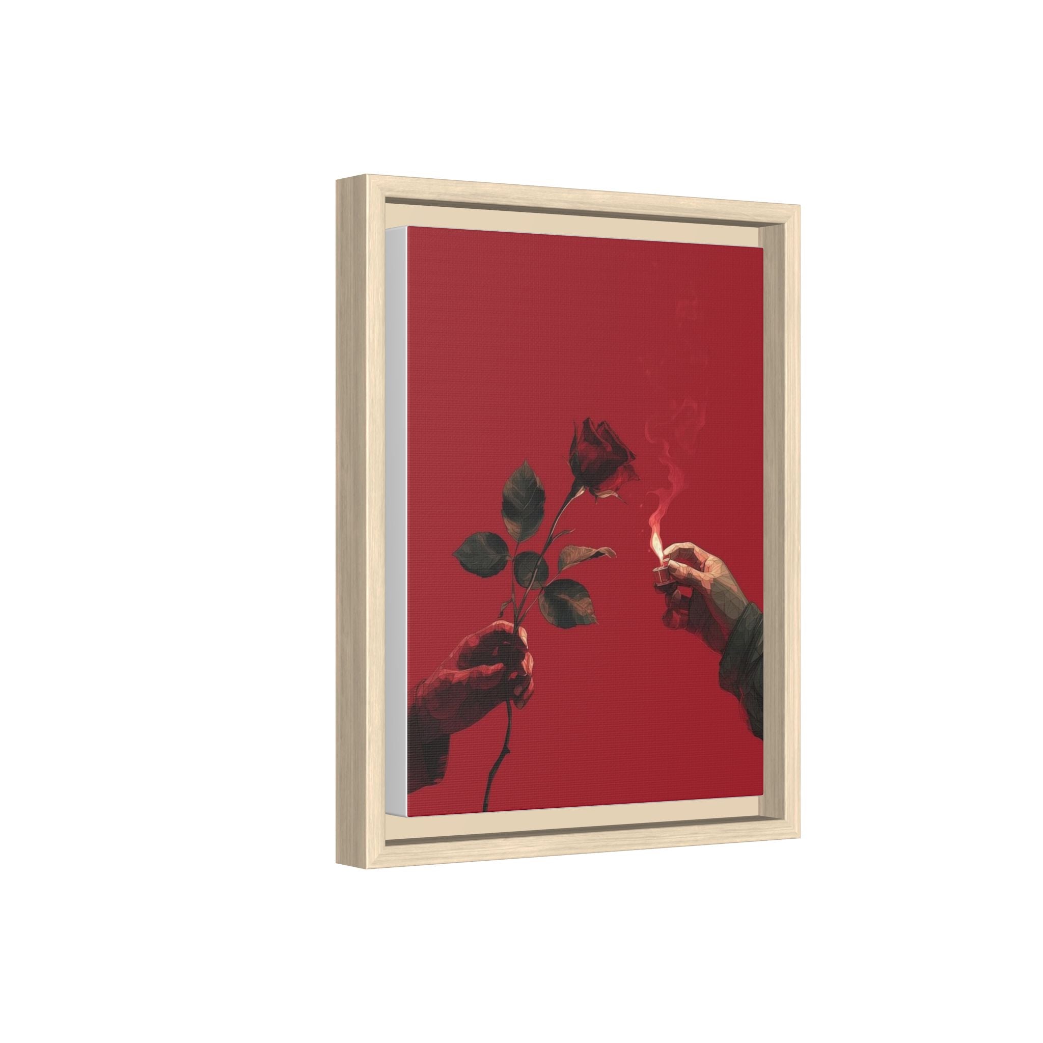 Red Rose & Lighter Minimalist Wall Print