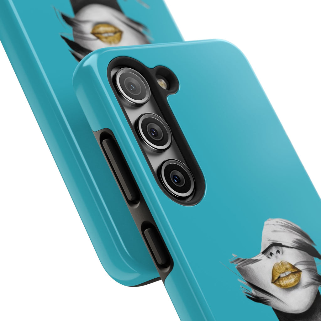 Teal 'Golden Lips' Tough Phone Case