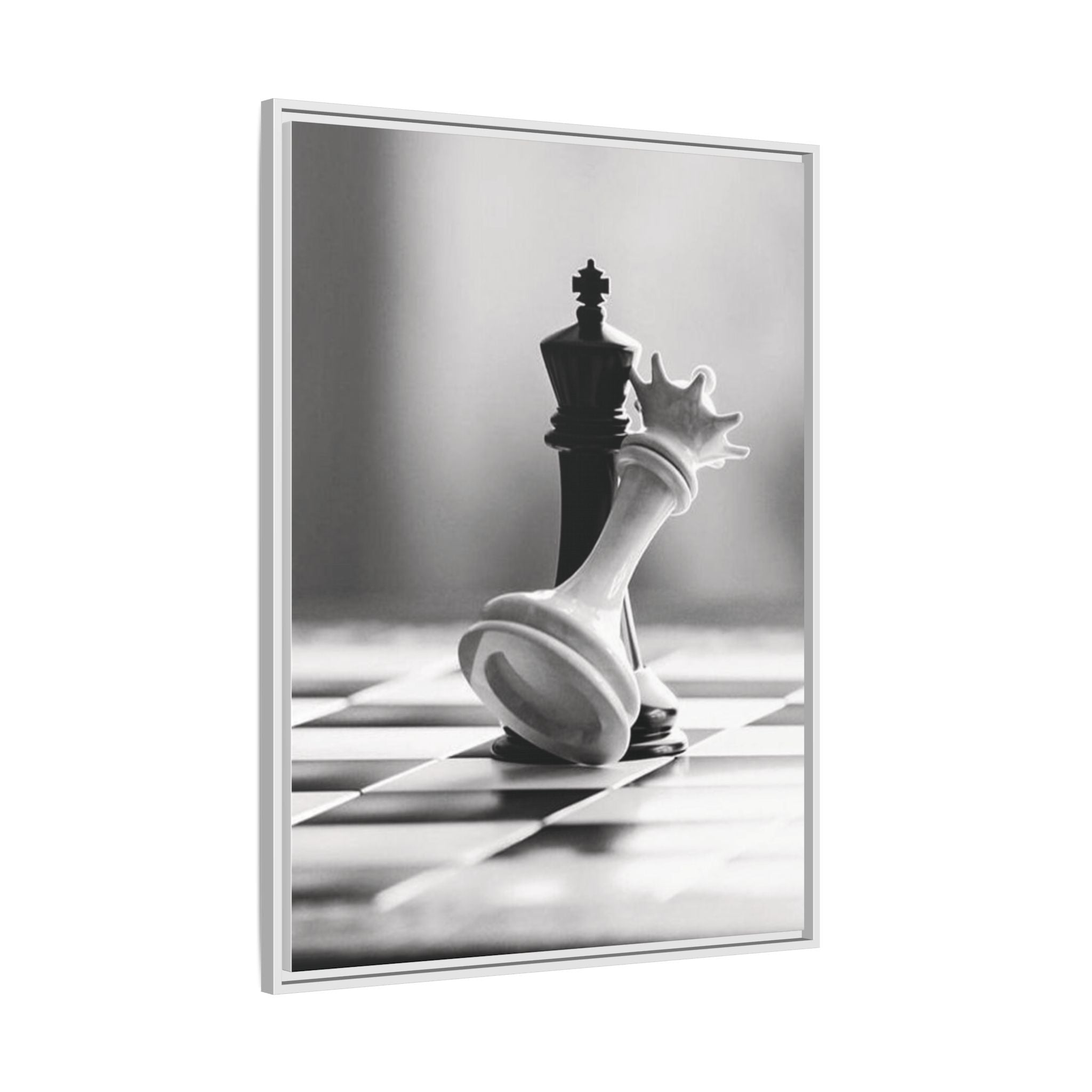 Chess King and Fallen Queen Matte Canvas Framed Wall Art