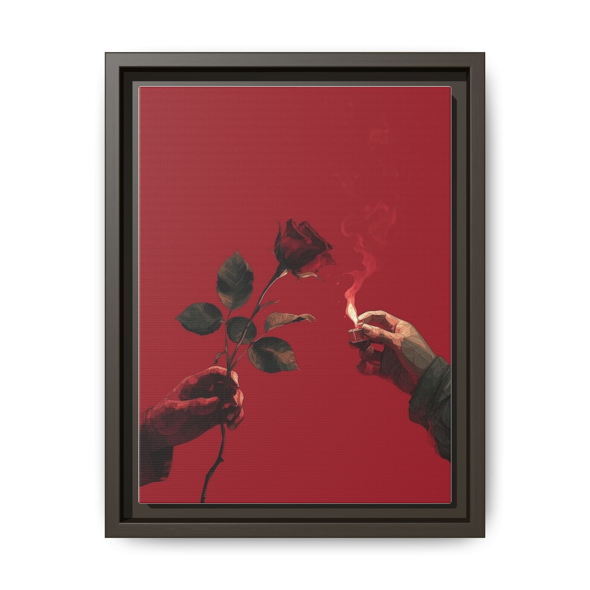 Red Rose & Lighter Minimalist Wall Print