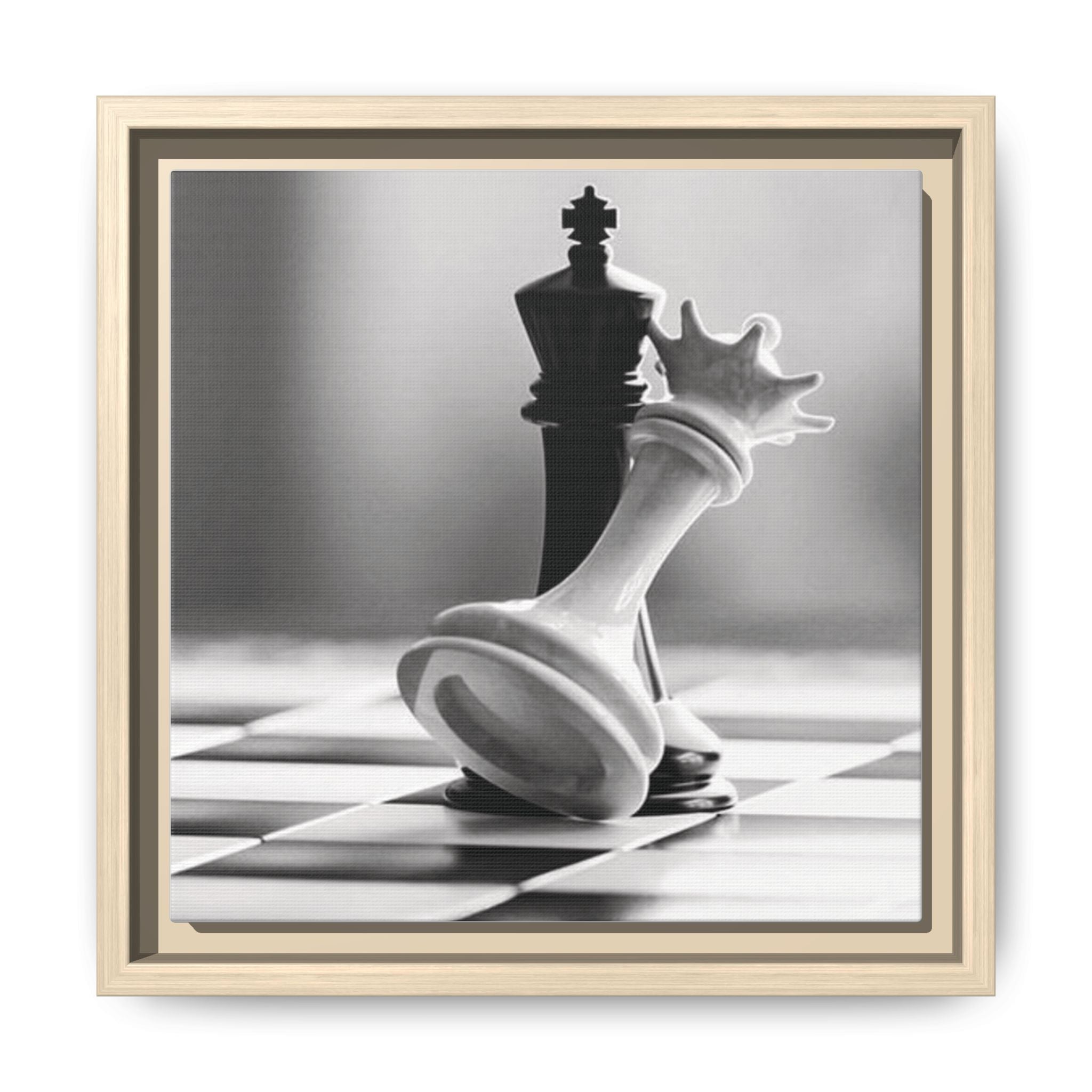 Chess King and Fallen Queen Matte Canvas Framed Wall Art
