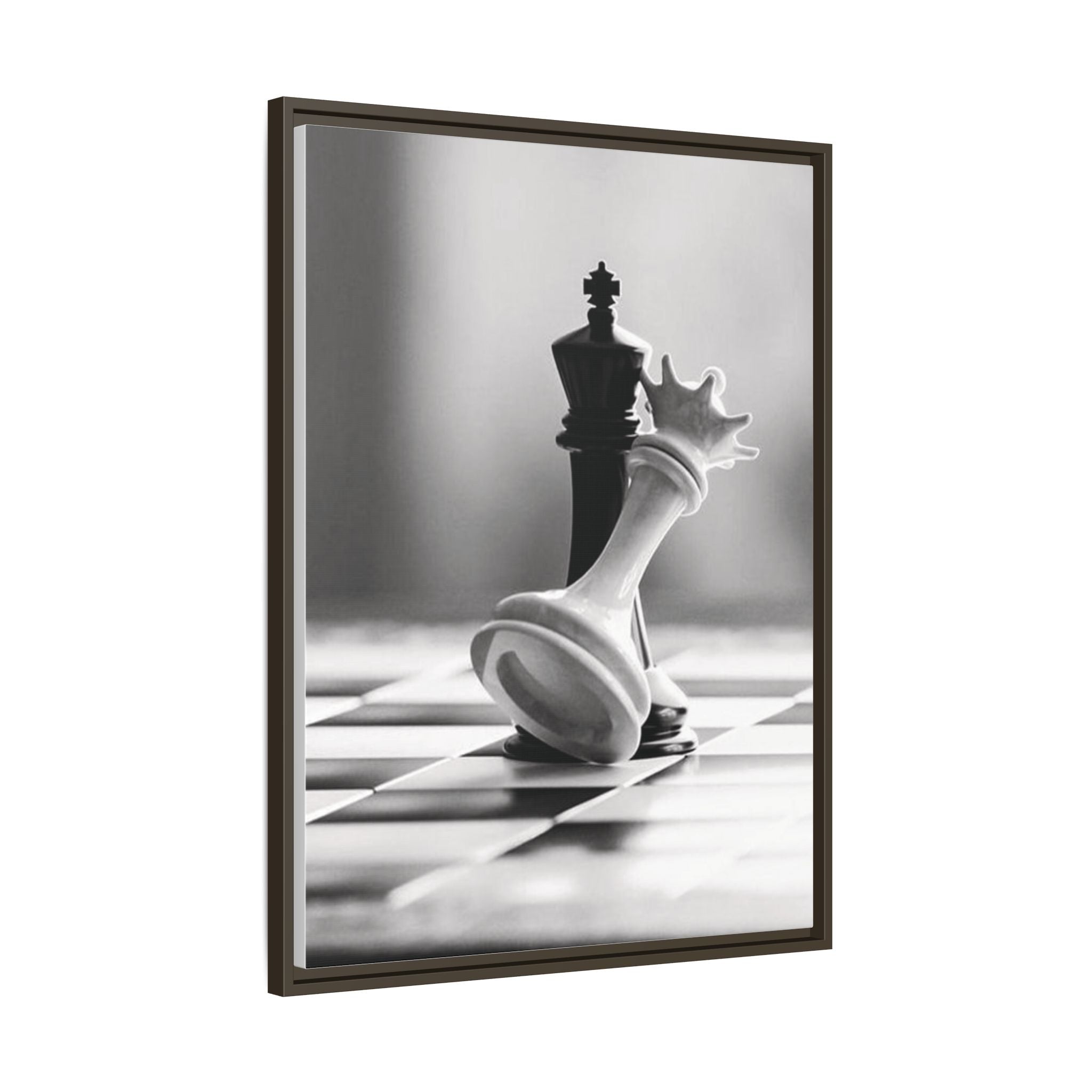 Chess King and Fallen Queen Matte Canvas Framed Wall Art