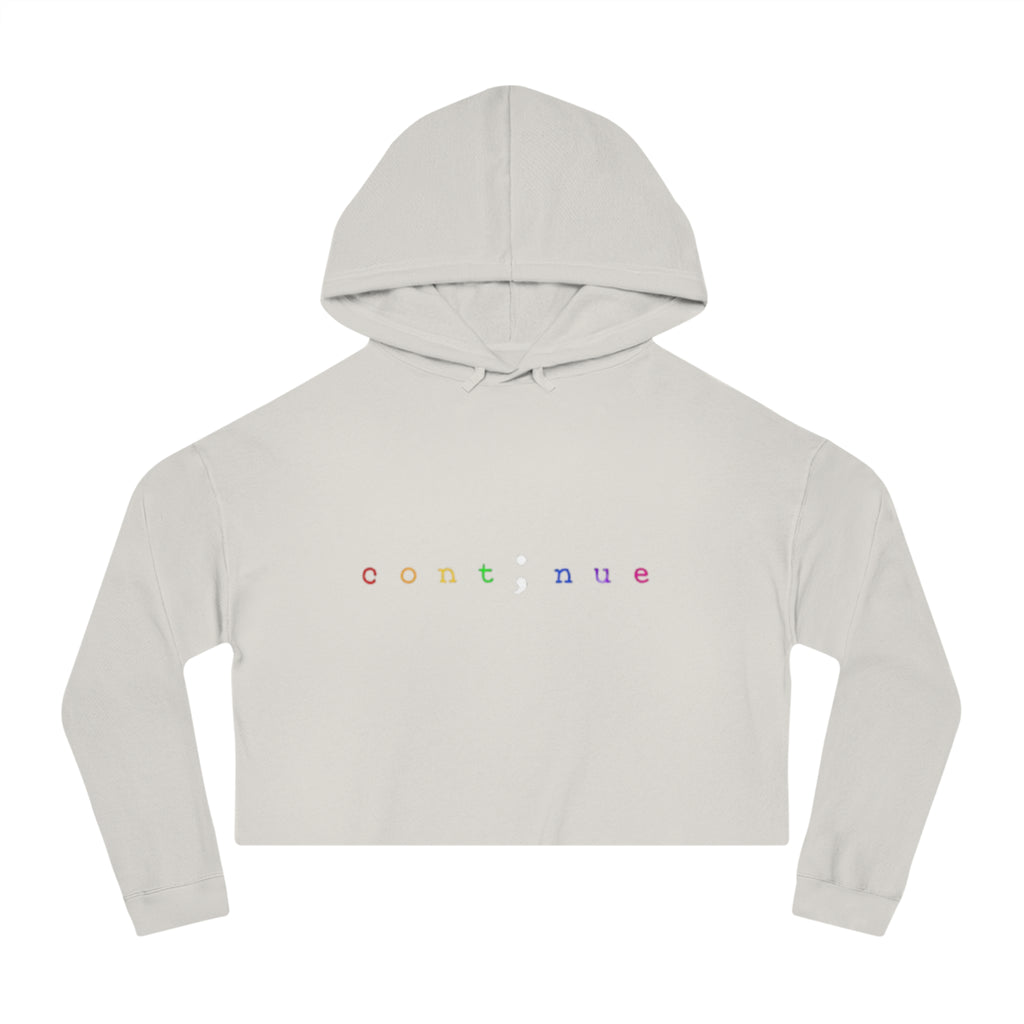Cropped Hoodie "continue" Rainbow Minimalist