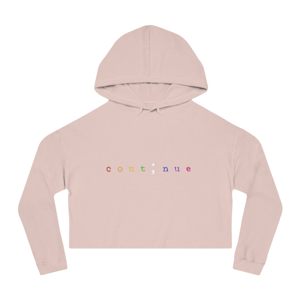 Cropped Hoodie "continue" Rainbow Minimalist