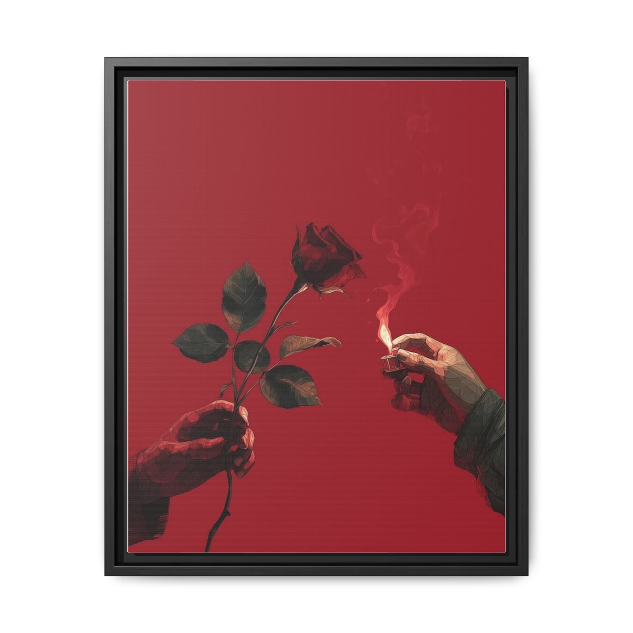 Red Rose & Lighter Minimalist Wall Print