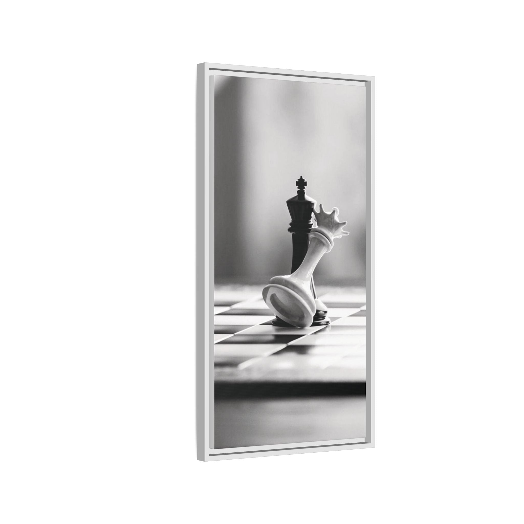 Chess King and Fallen Queen Matte Canvas Framed Wall Art