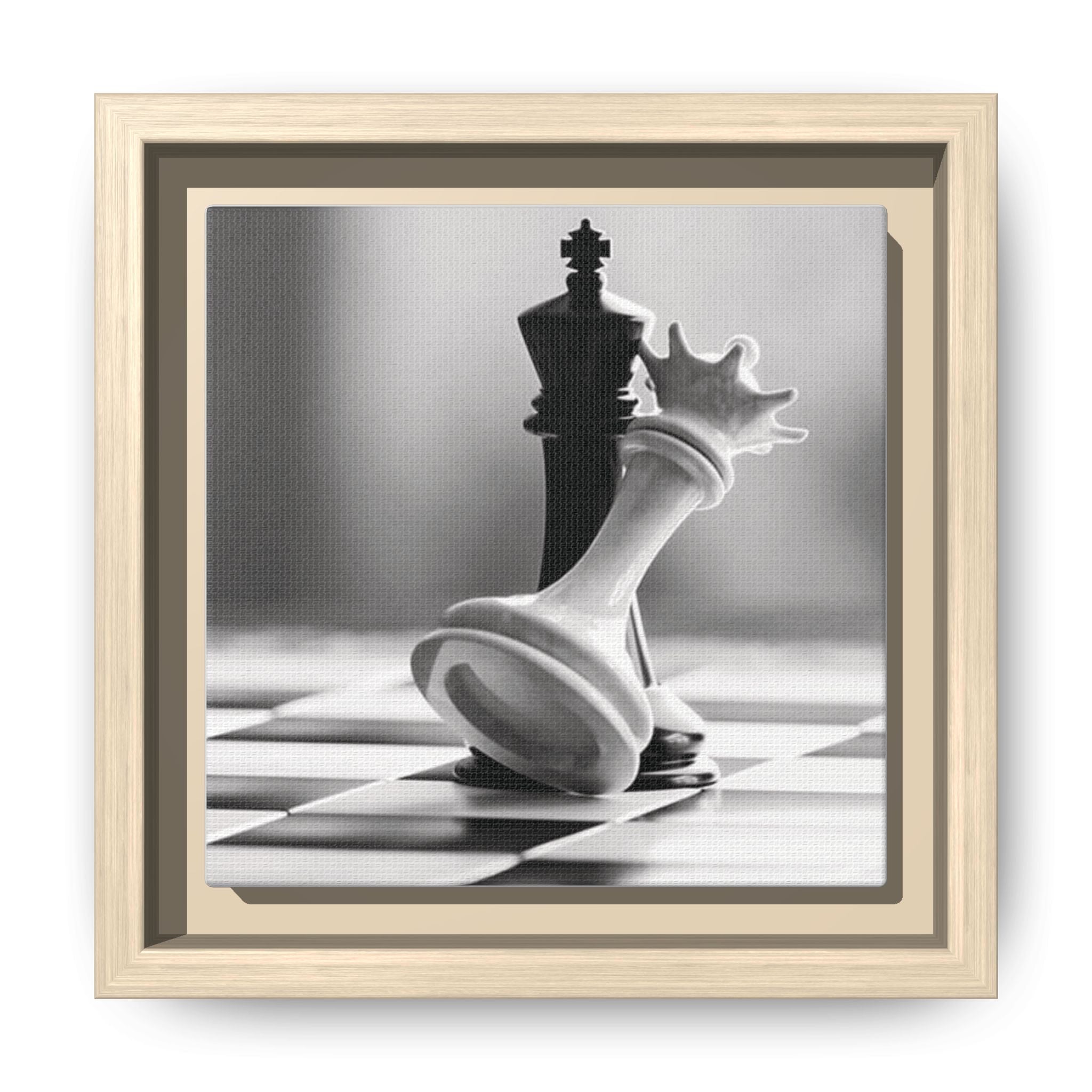 Chess King and Fallen Queen Matte Canvas Framed Wall Art