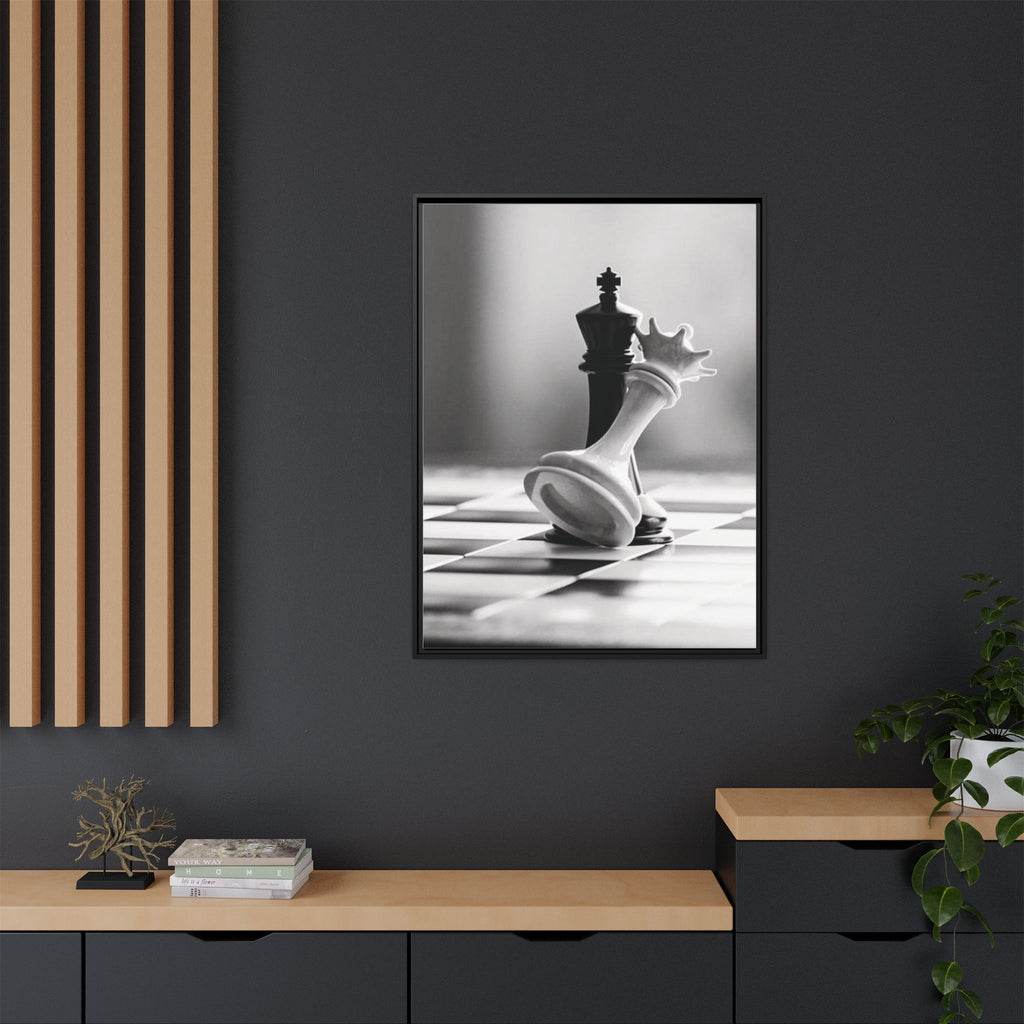 Chess King and Fallen Queen Matte Canvas Framed Wall Art