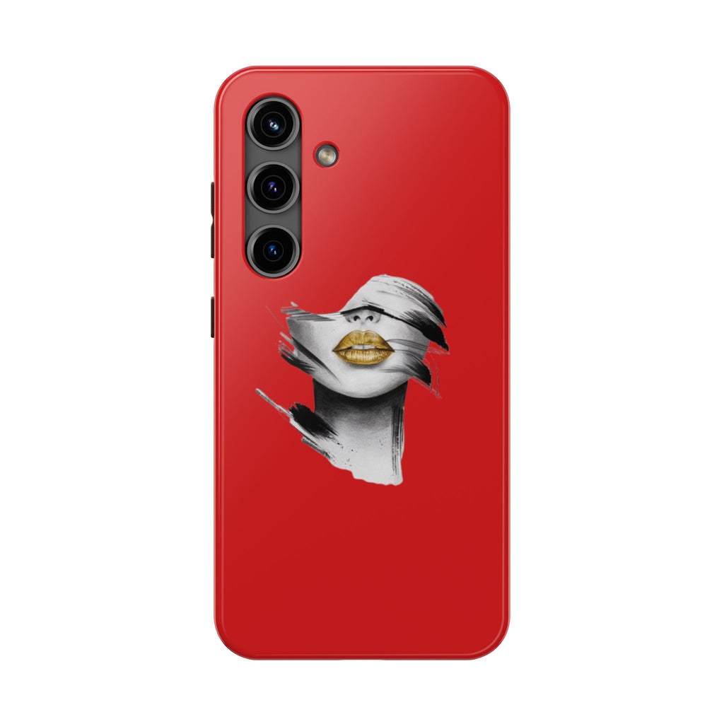 Red Abstract Lips Tough Phone Case — Bold Art Phone Cover for iPhone & Android