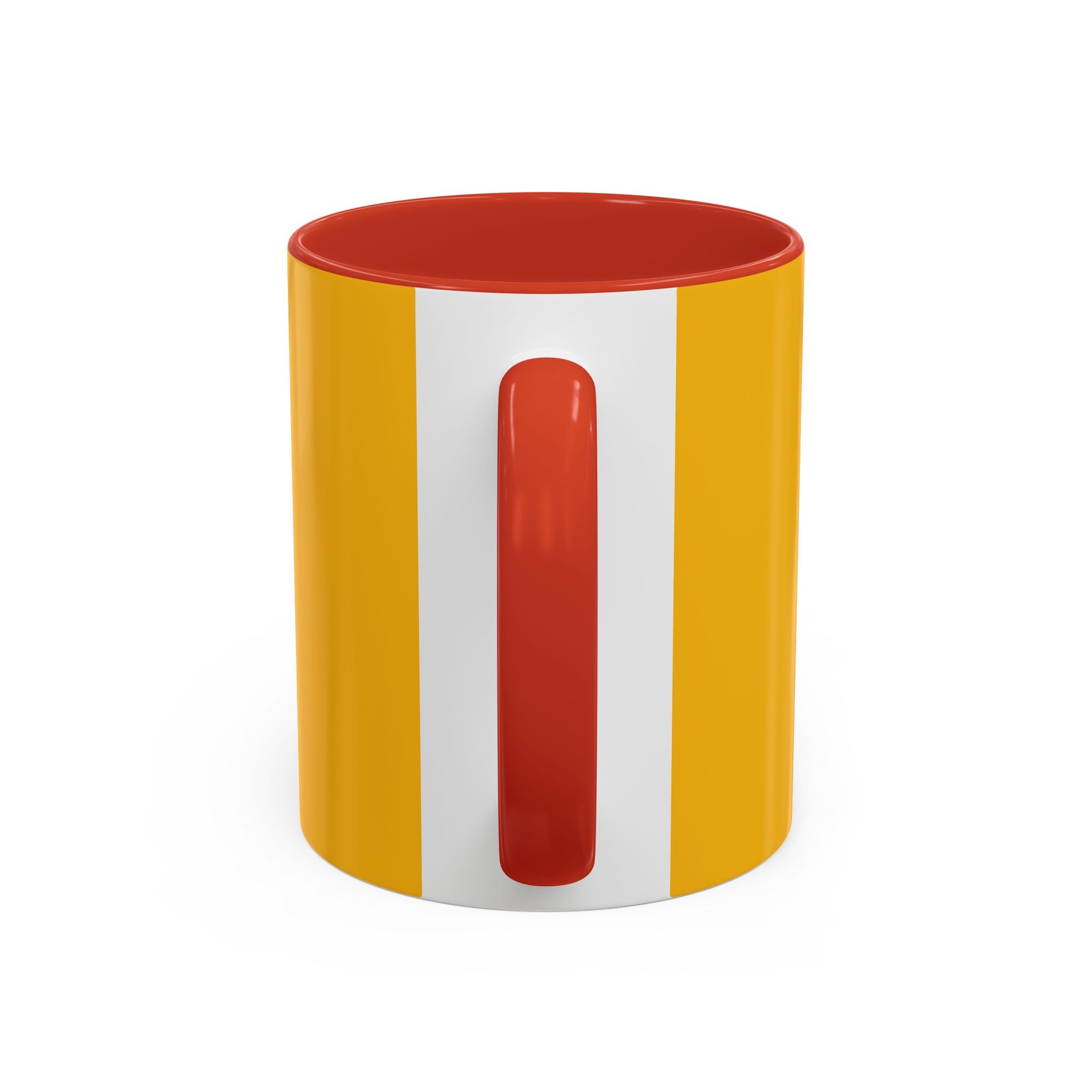 Retro Bold 'k' Accent Coffee Mug — Yellow & Red Graphic Ceramic