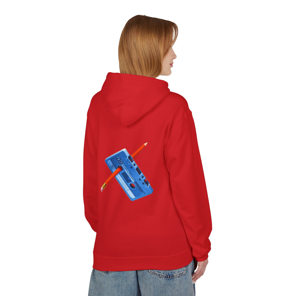 Blue Cassette Tape with Pencil Hoodie | Retro Music 80s 90s