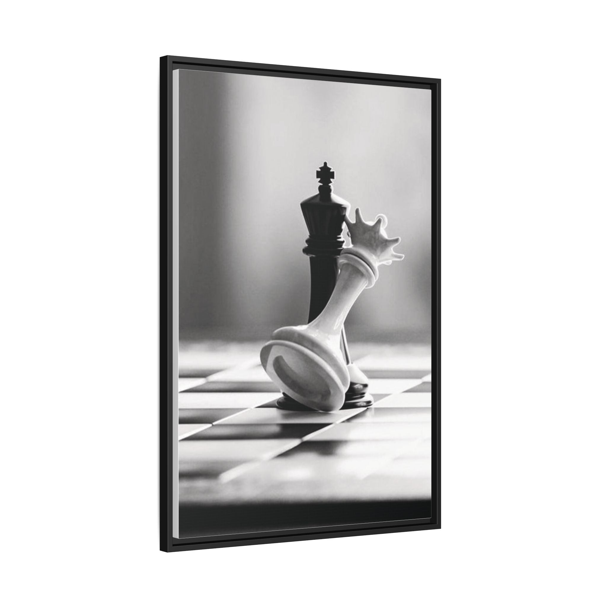 Chess King and Fallen Queen Matte Canvas Framed Wall Art