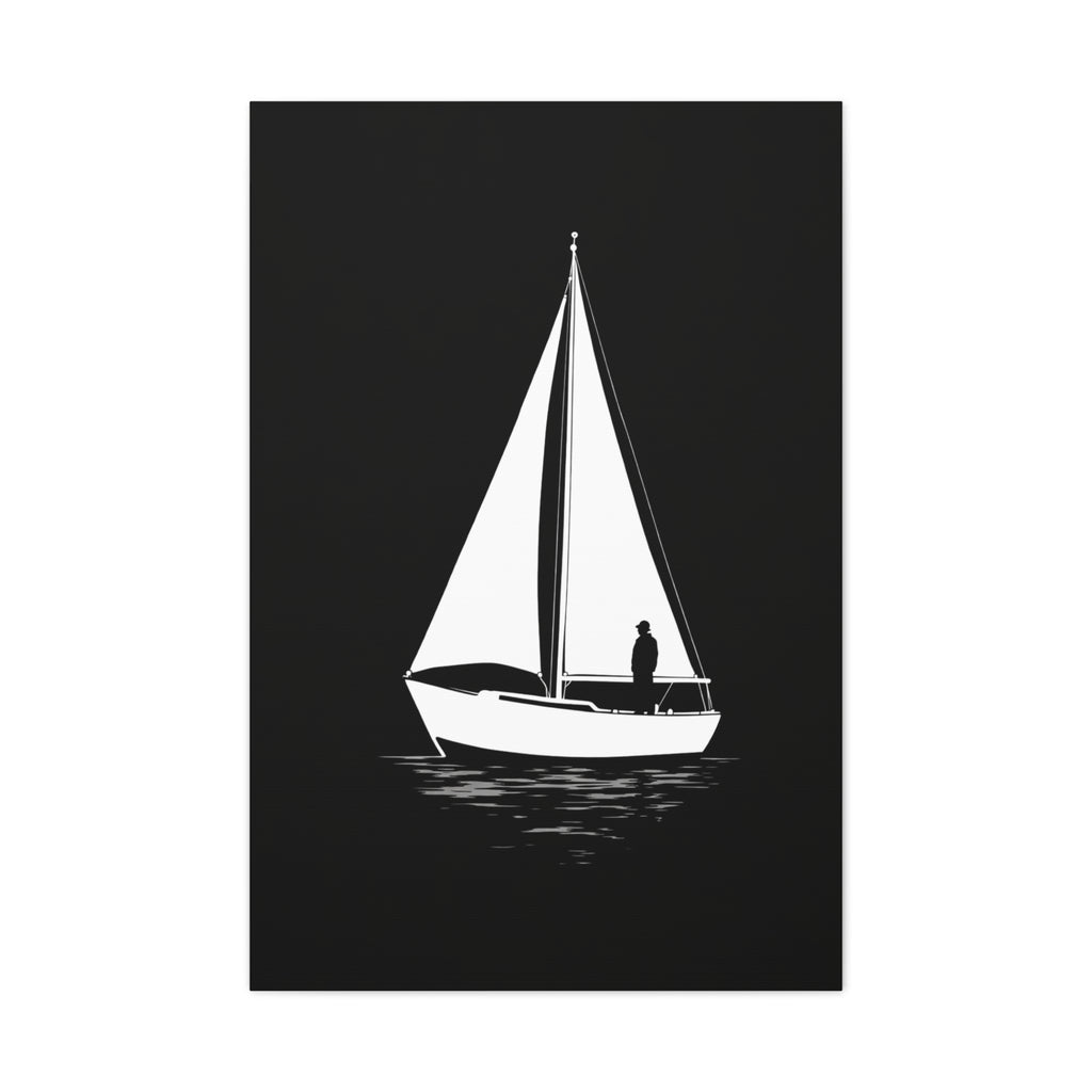 Sailboat Silhouette Matte Canvas Wall Art — Minimal Nautical Home Decor