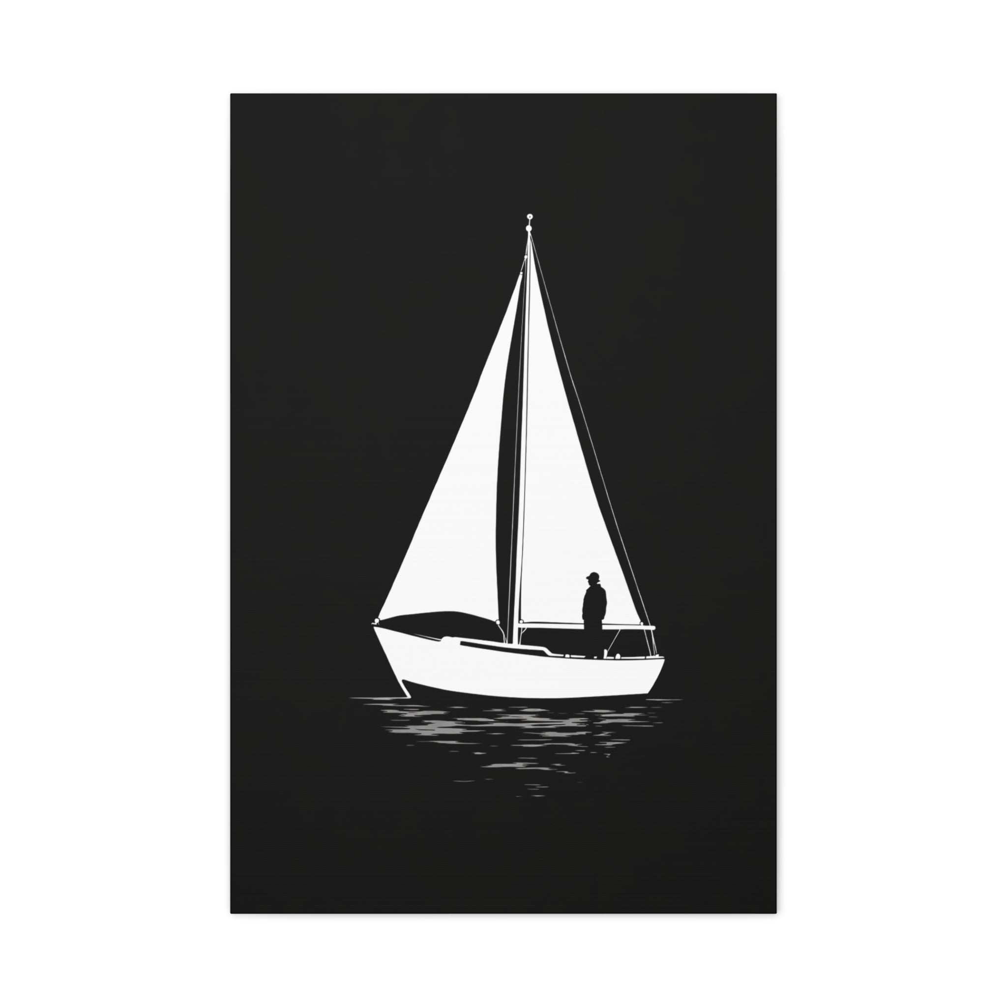 Sailboat Silhouette Matte Canvas Wall Art — Minimal Nautical Home Decor