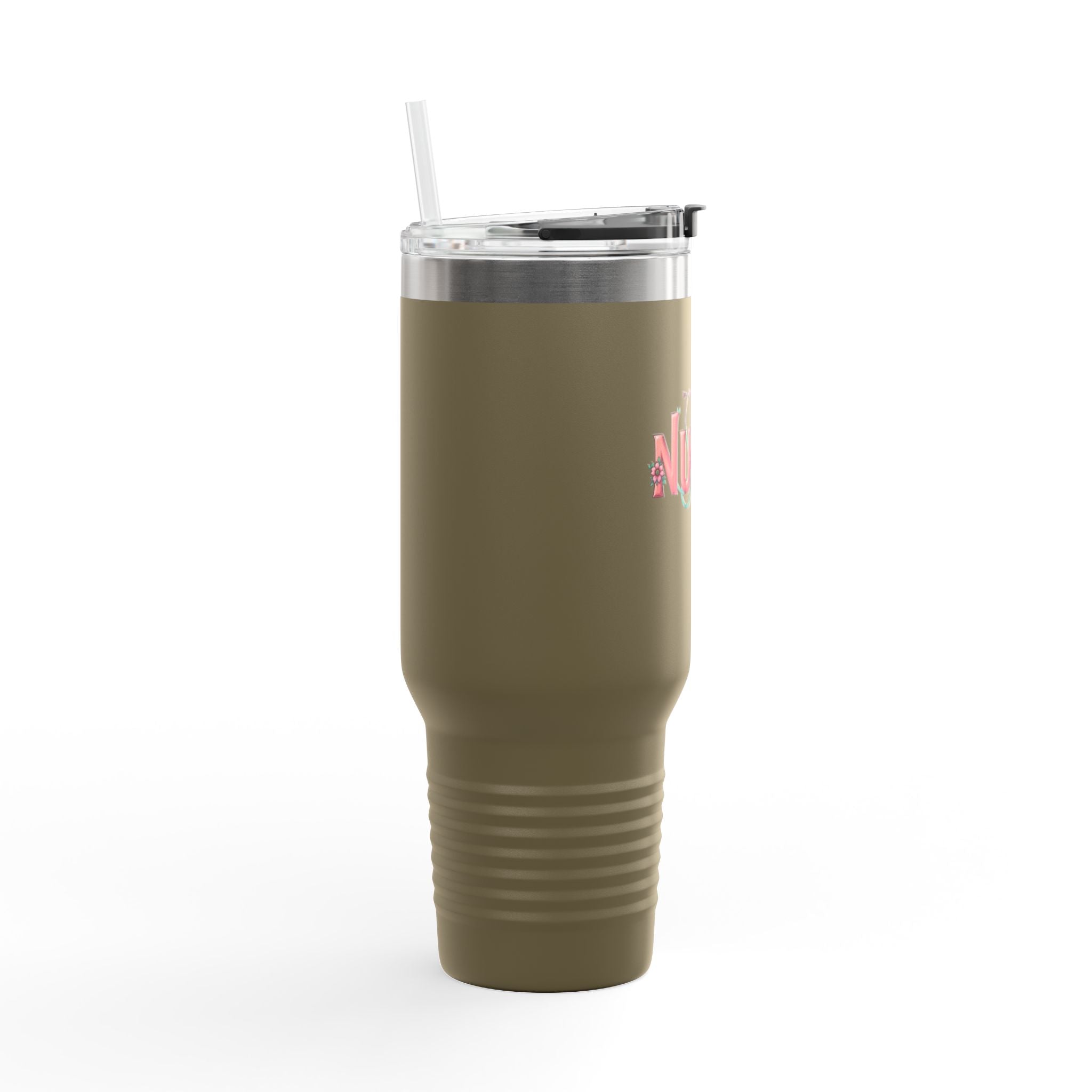 Nurse 40oz Insulated Travel Mug — Floral Stethoscope
