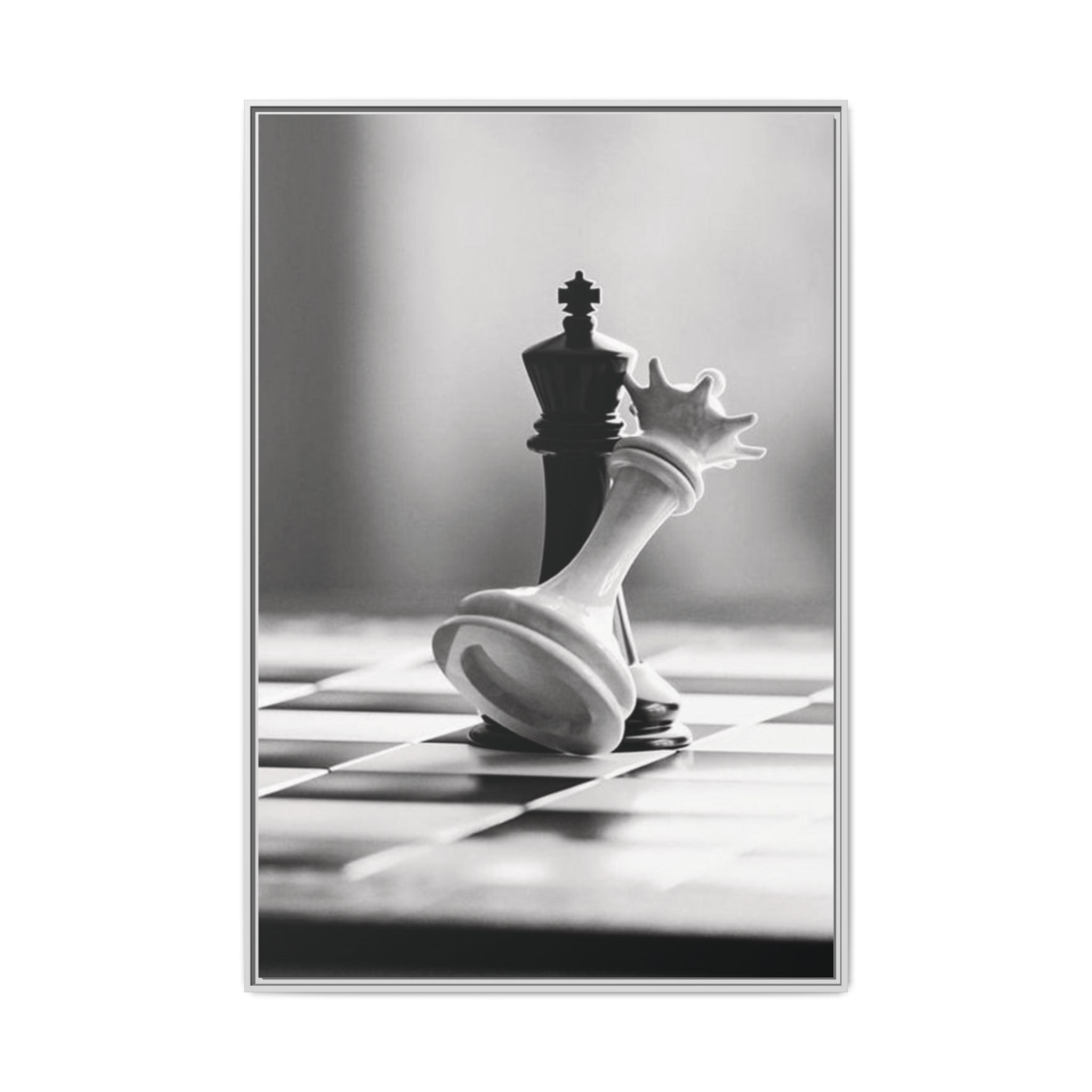 Chess King and Fallen Queen Matte Canvas Framed Wall Art