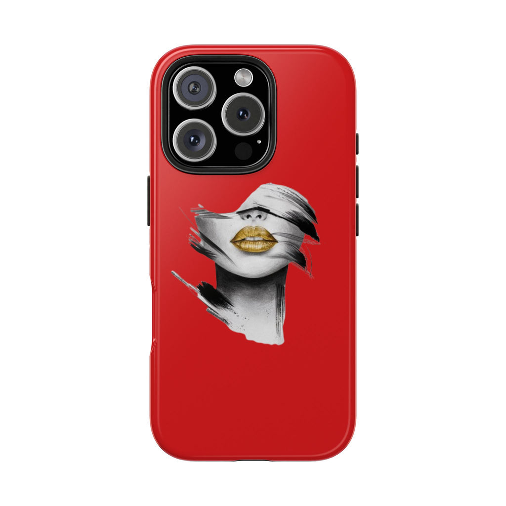 Red Abstract Lips Tough Phone Case — Bold Art Phone Cover for iPhone & Android