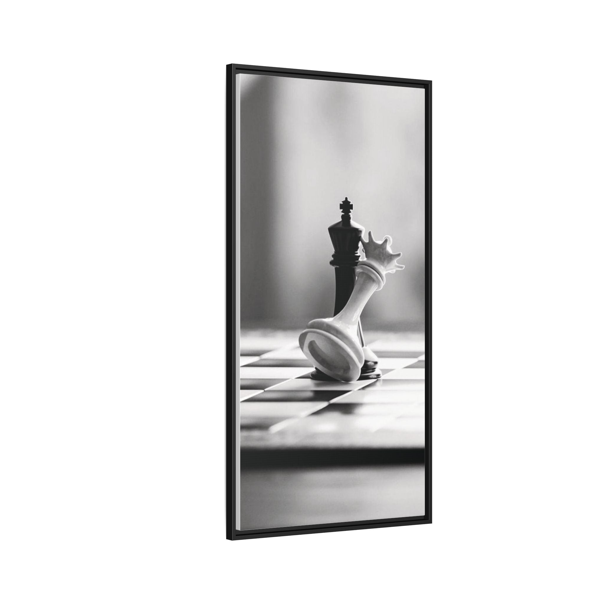 Chess King and Fallen Queen Matte Canvas Framed Wall Art