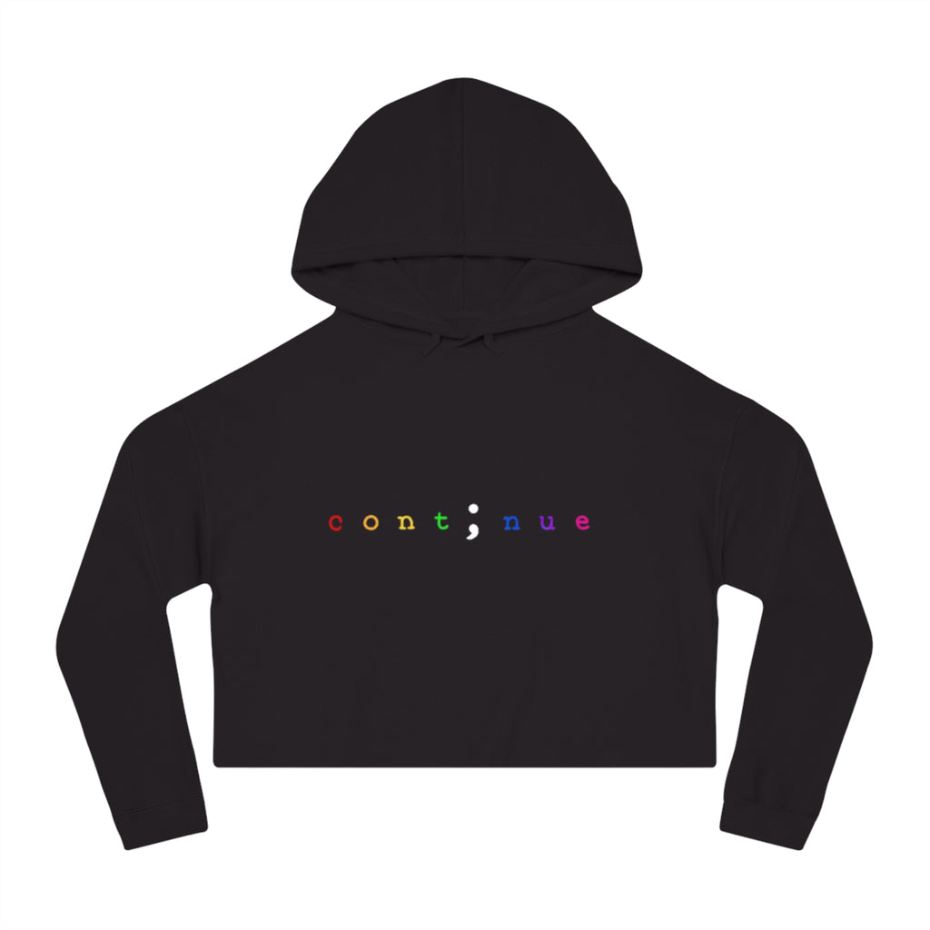 Cropped Hoodie "continue" Rainbow Minimalist